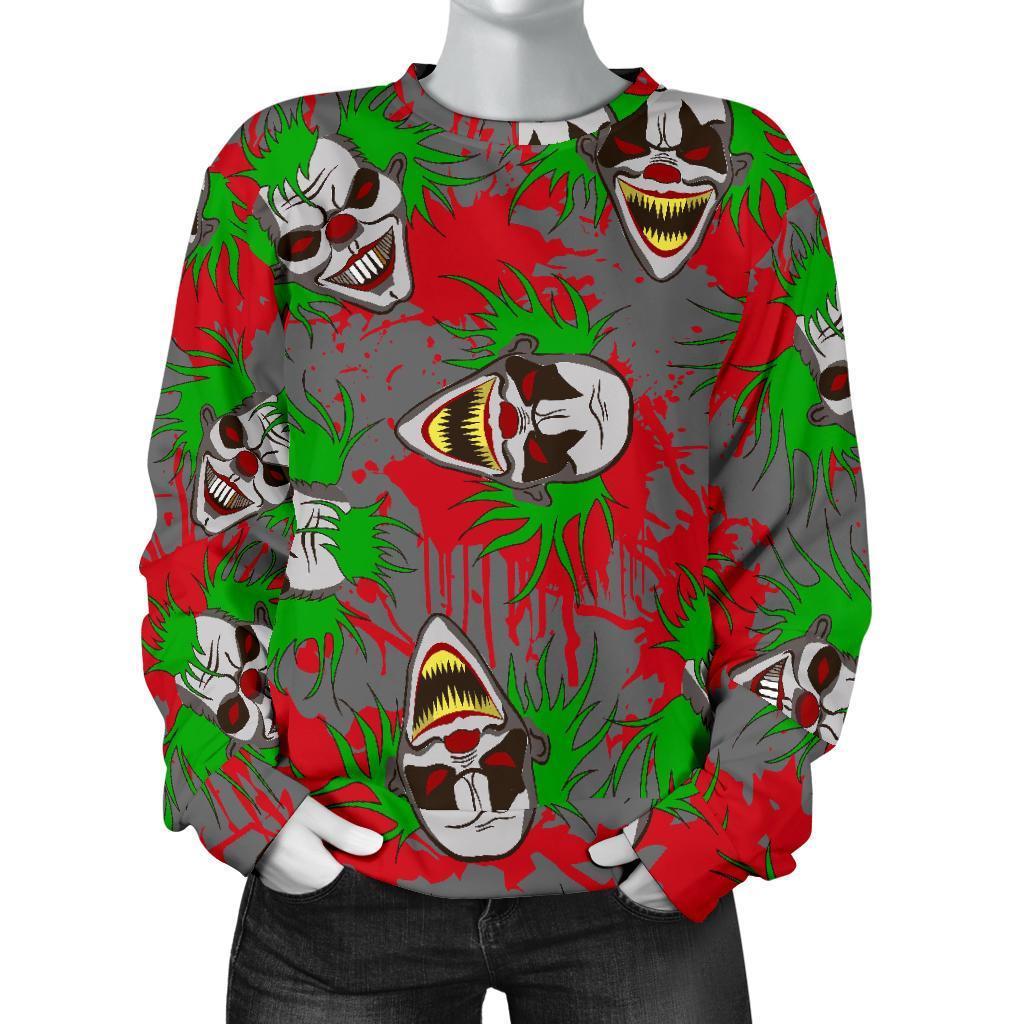 Clown Scary Pattern Print Women's Sweatshirt-grizzshop