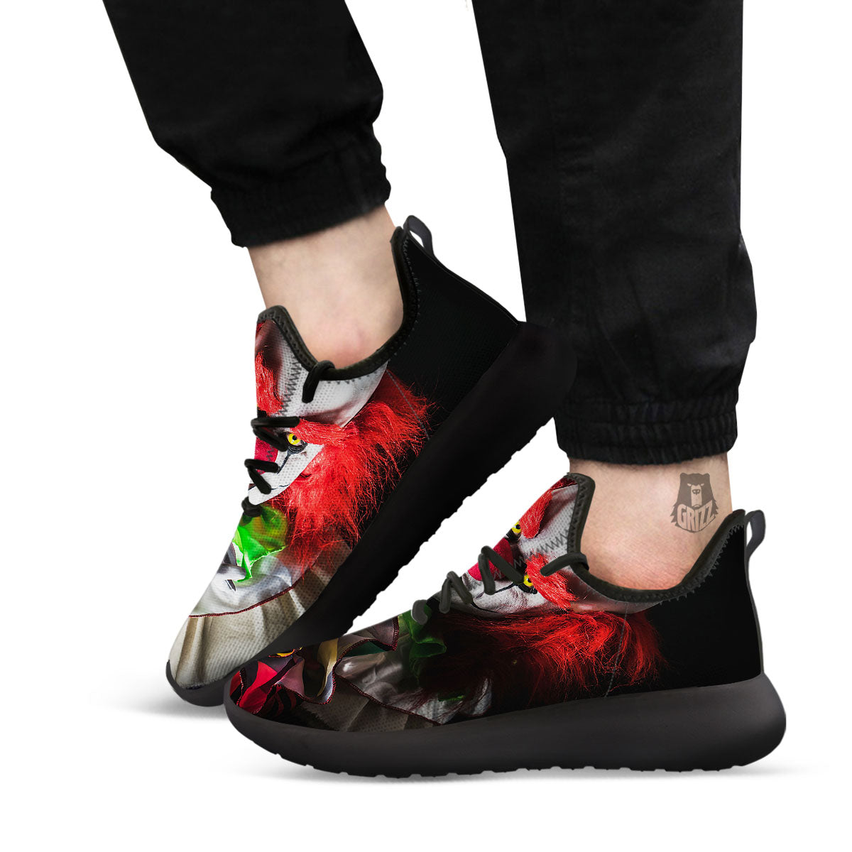 Clown Scary Print Black Athletic Shoes-grizzshop