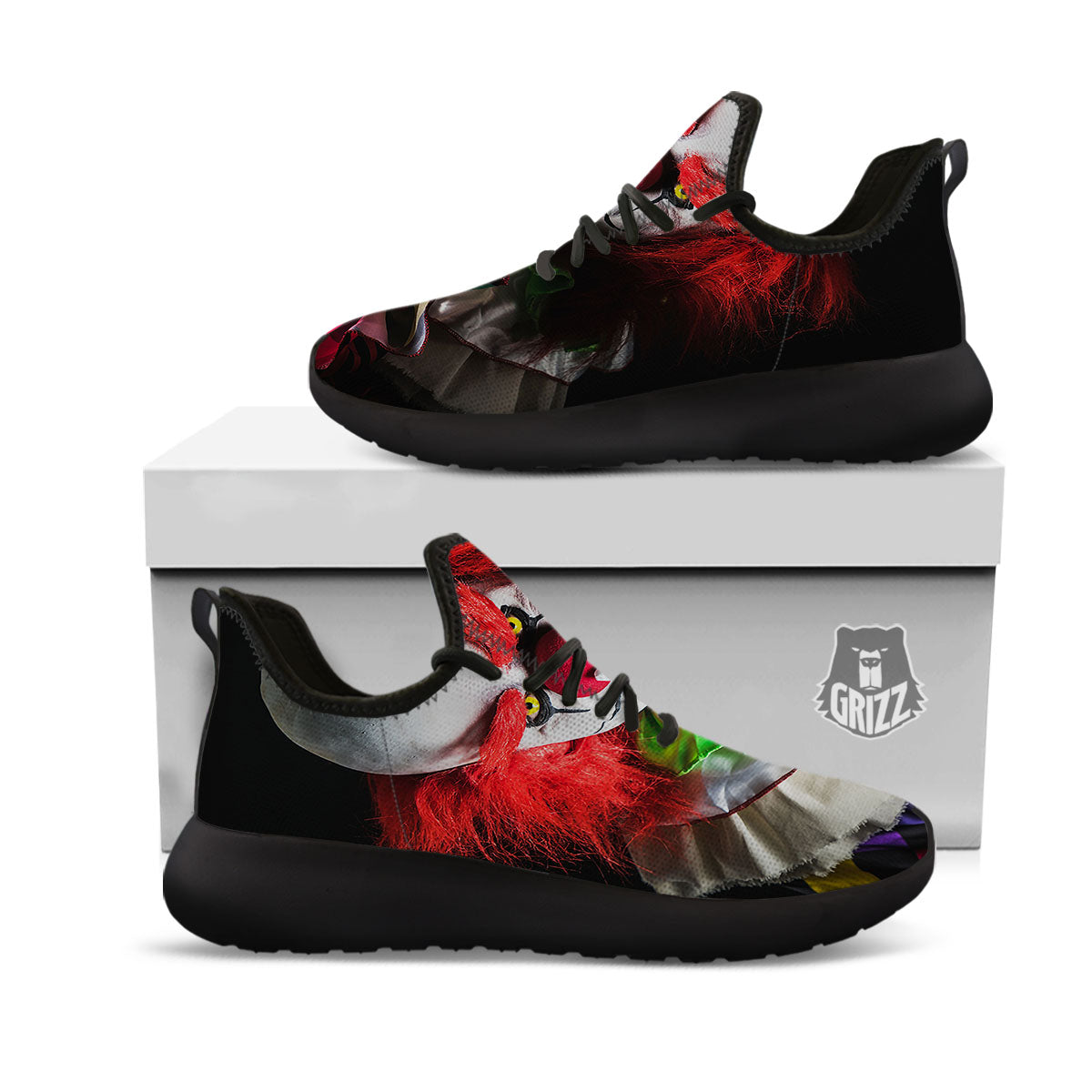 Clown Scary Print Black Athletic Shoes-grizzshop