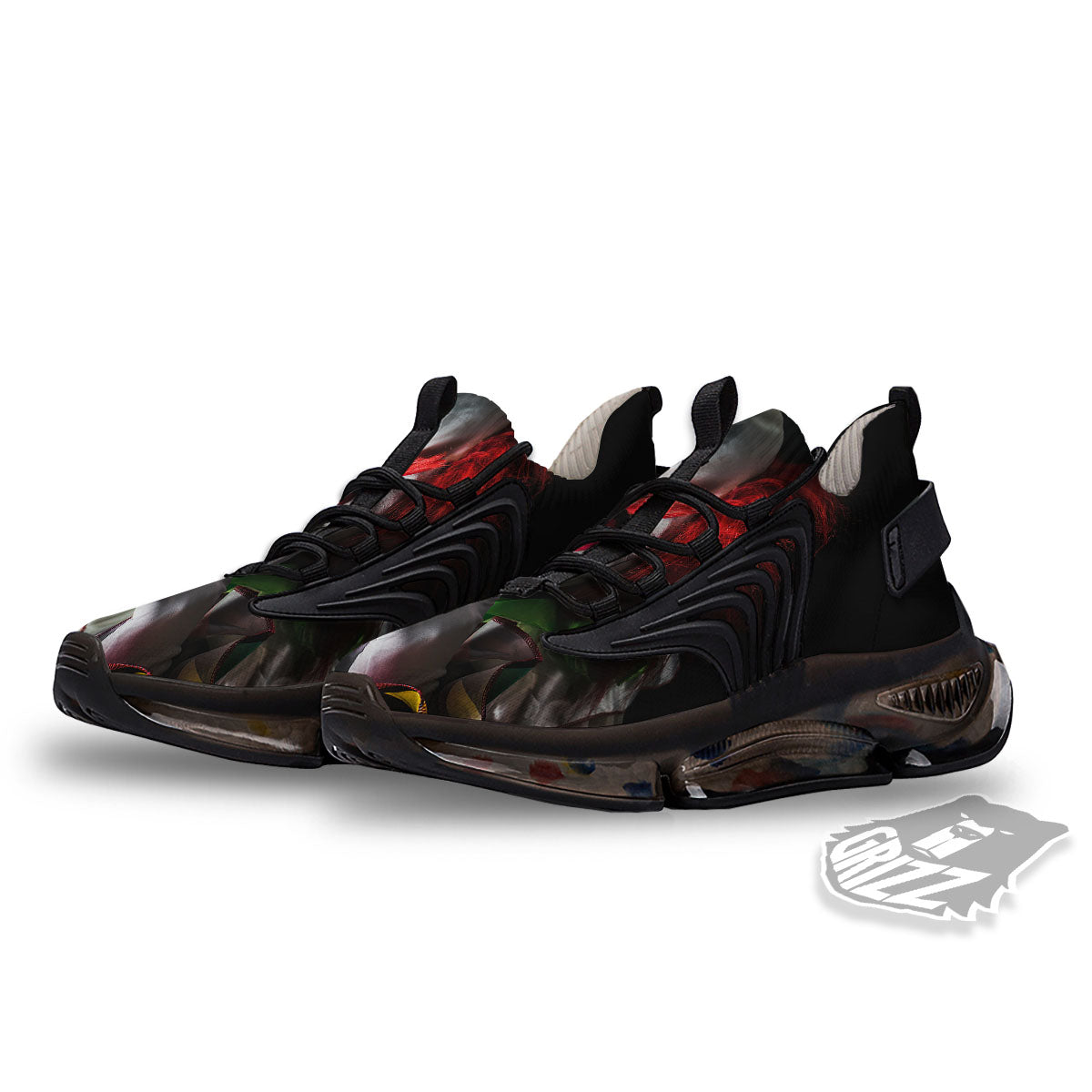 Clown Scary Print Black Gym Shoes-grizzshop