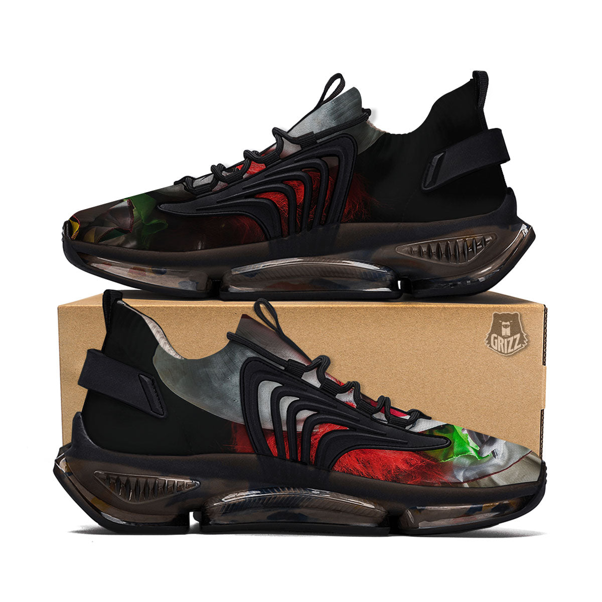 Clown Scary Print Black Gym Shoes-grizzshop