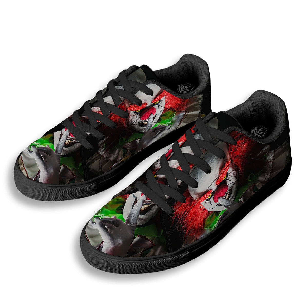 Clown Scary Print Black Low Top Sneakers-grizzshop