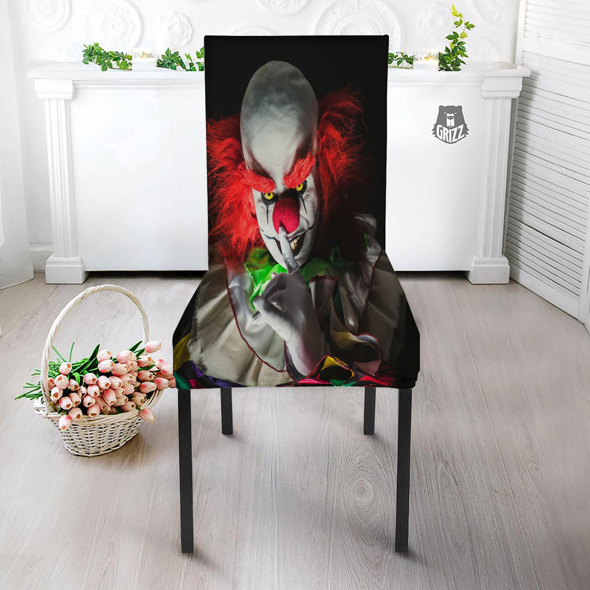 Clown Scary Print Dining Chair Slipcover-grizzshop