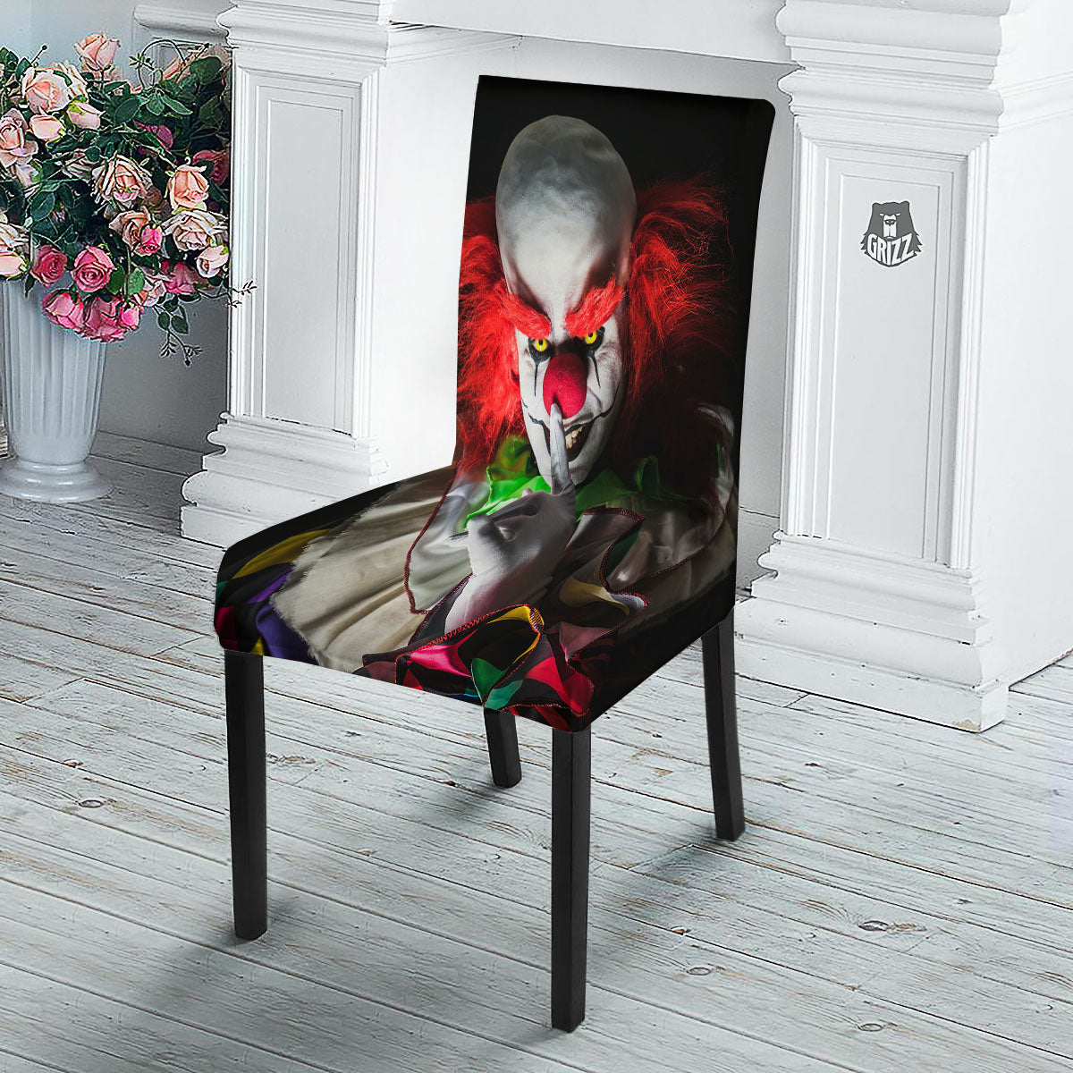 Clown Scary Print Dining Chair Slipcover-grizzshop