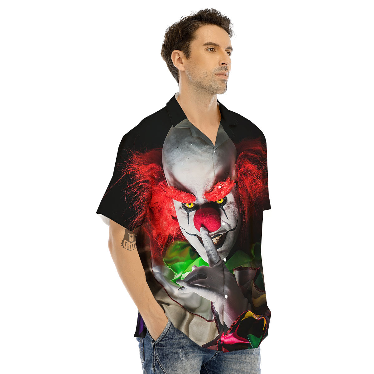 Clown Scary Print Men's Hawaiian Shirt-grizzshop