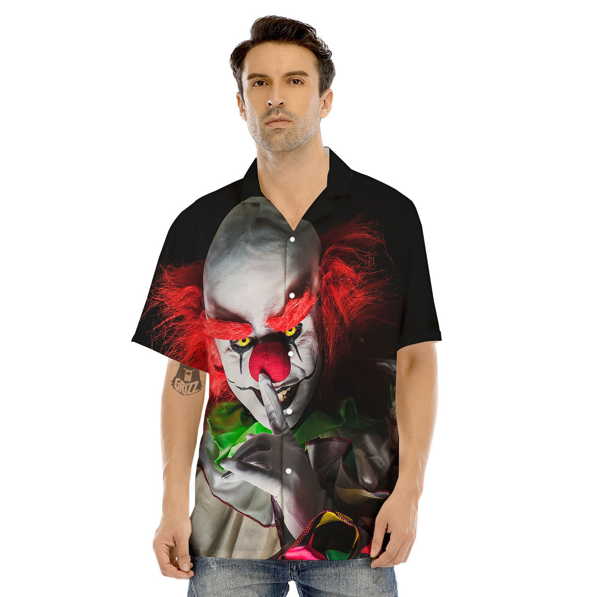 Clown Scary Print Men's Hawaiian Shirt-grizzshop