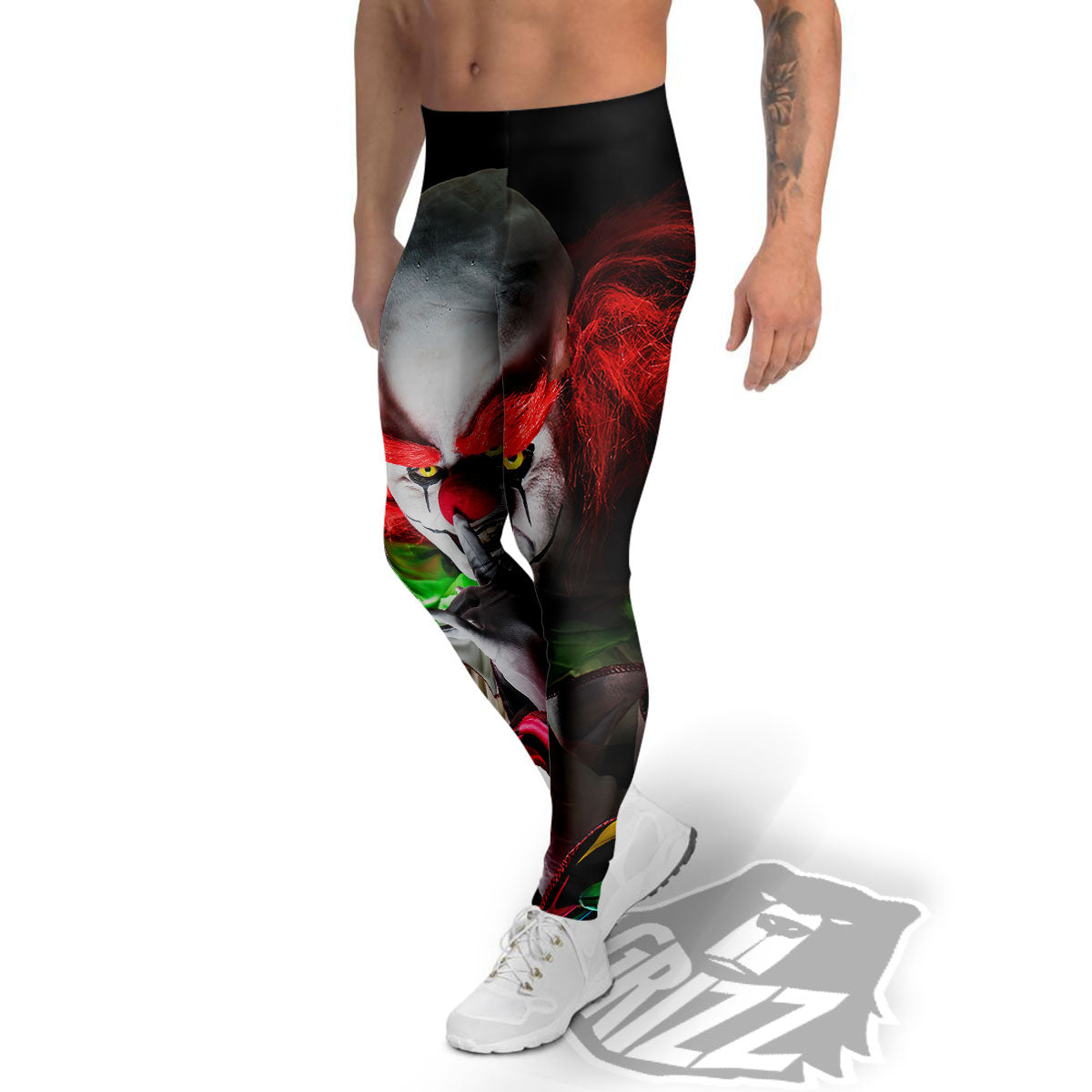 Clown Scary Print Men's Leggings-grizzshop