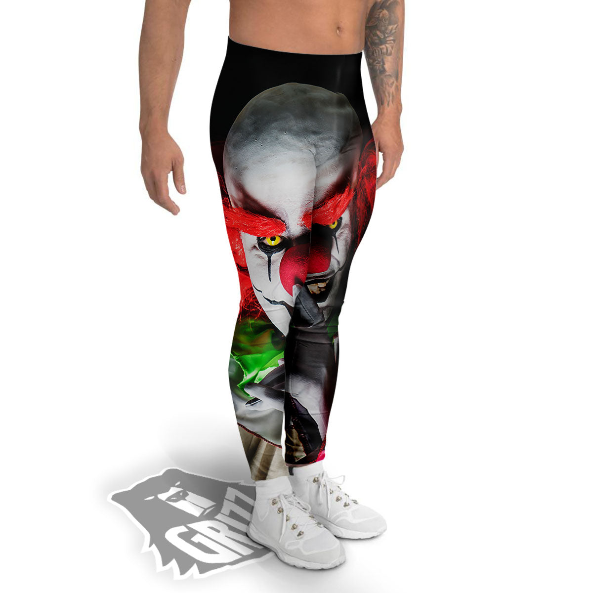 Clown Scary Print Men's Leggings-grizzshop