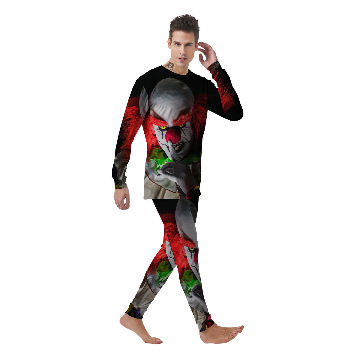 Clown Scary Print Men's Pajamas-grizzshop