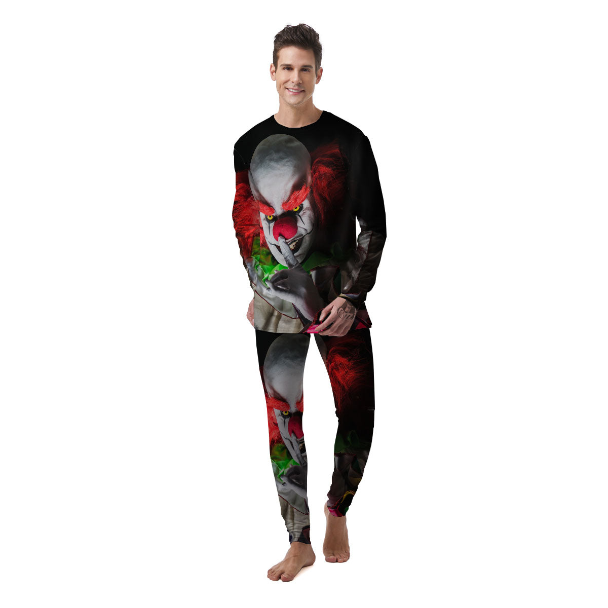 Clown Scary Print Men's Pajamas-grizzshop