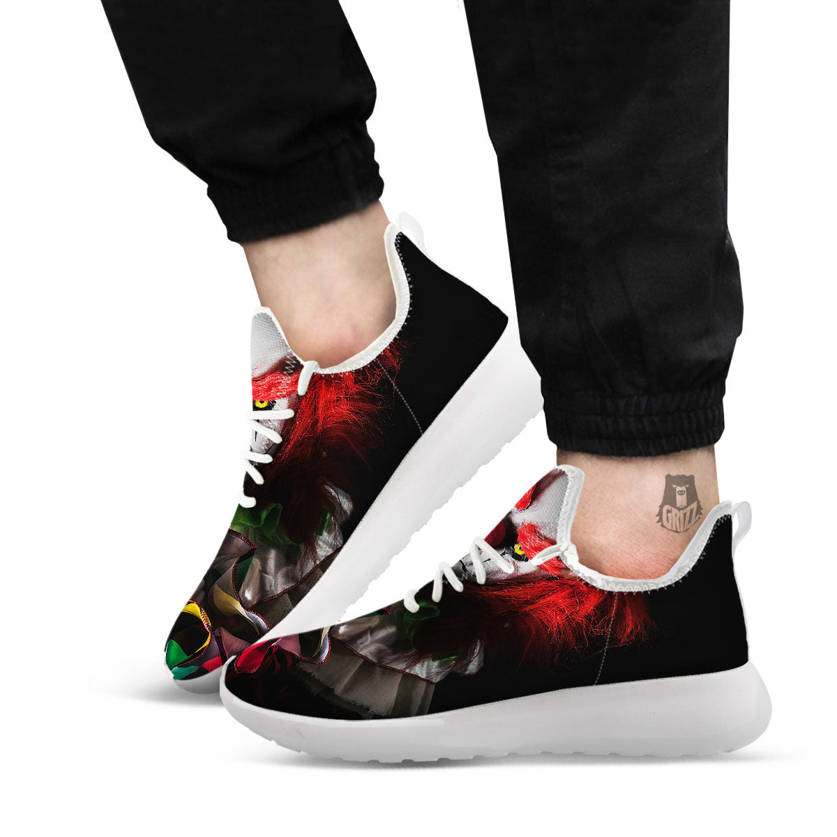 Clown Scary Print White Athletic Shoes-grizzshop