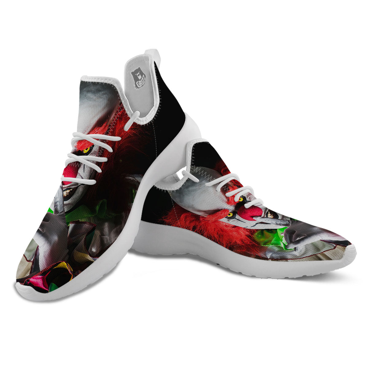 Clown Scary Print White Athletic Shoes-grizzshop