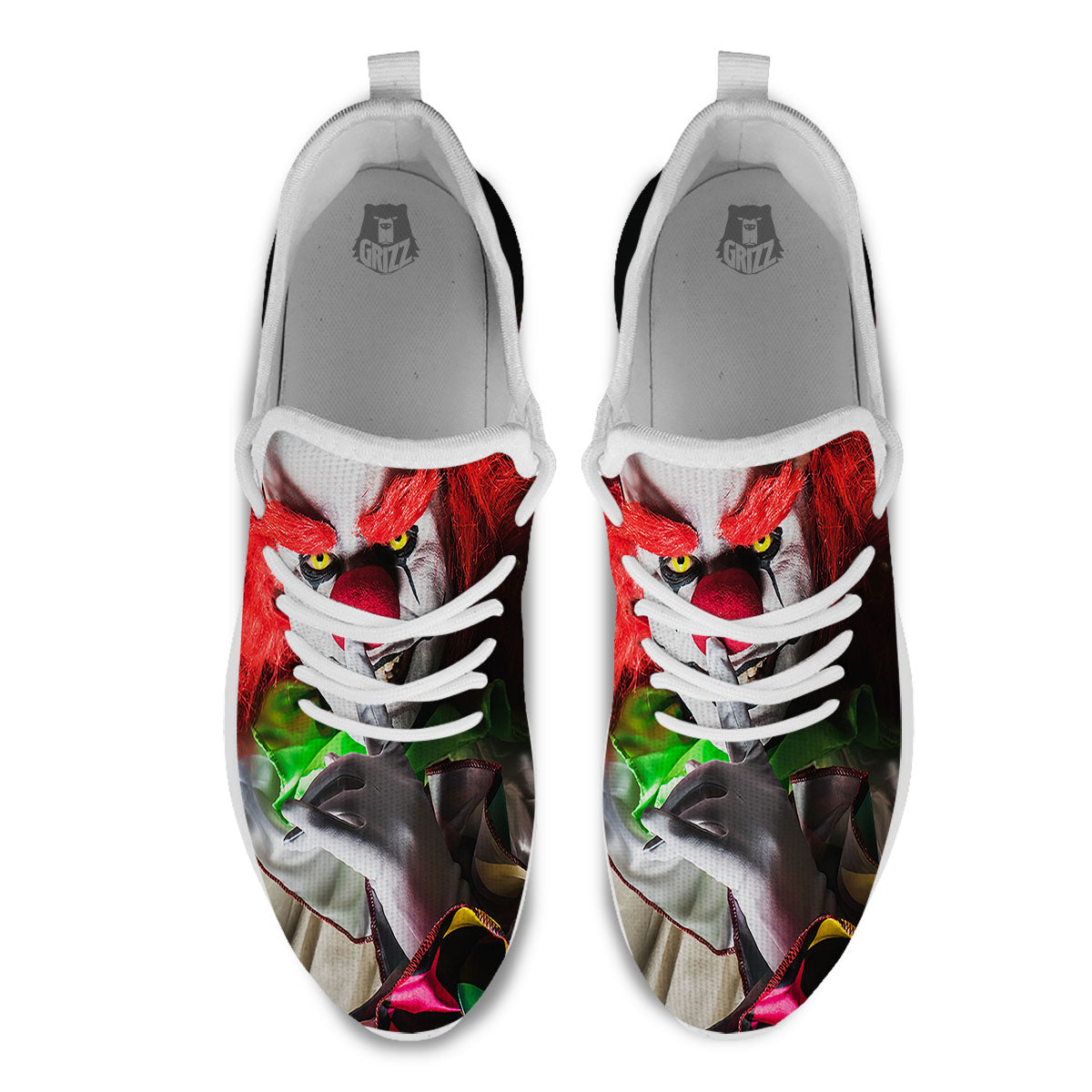 Clown Scary Print White Athletic Shoes-grizzshop