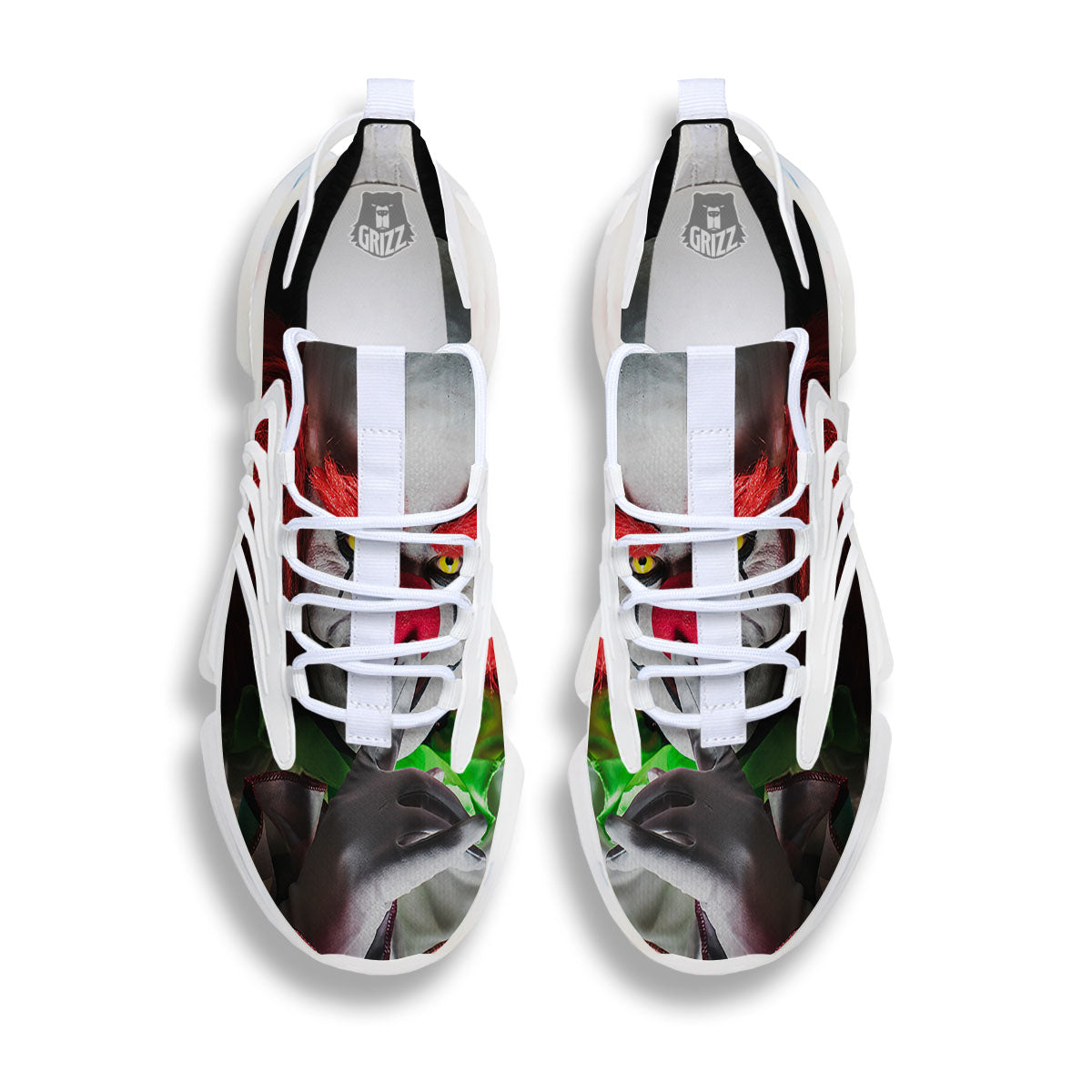 Clown Scary Print White Gym Shoes-grizzshop