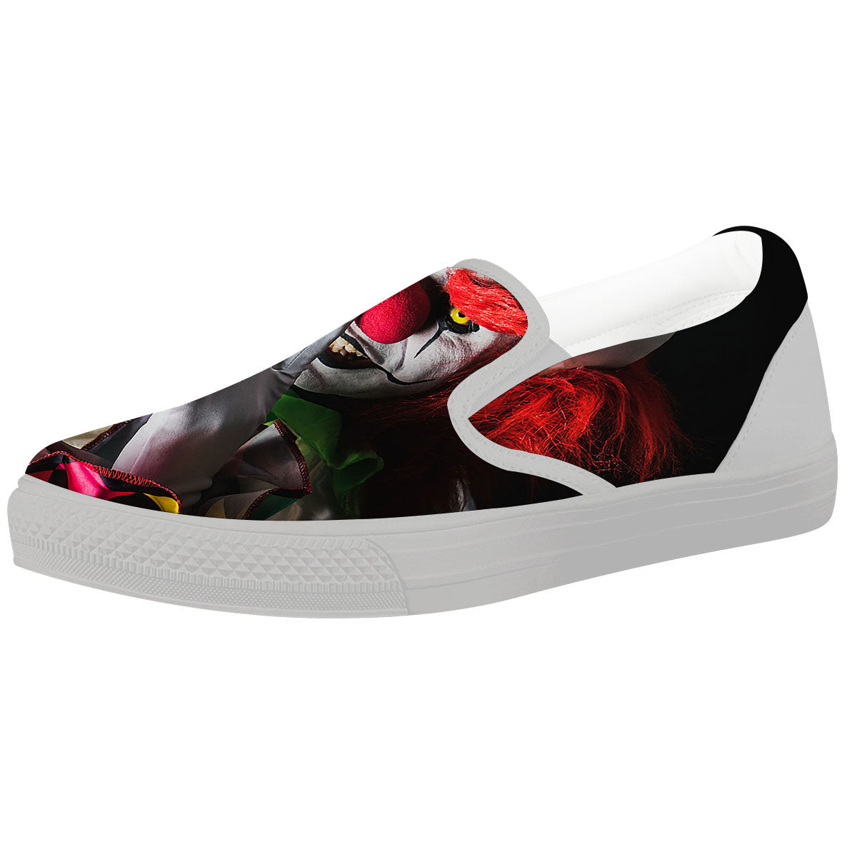 Clown Scary Print White Slip On Shoes-grizzshop