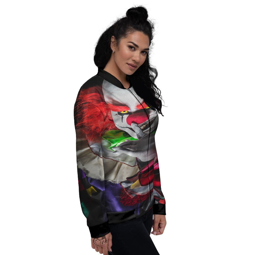 Clown Scary Print Women's Bomber Jacket-grizzshop