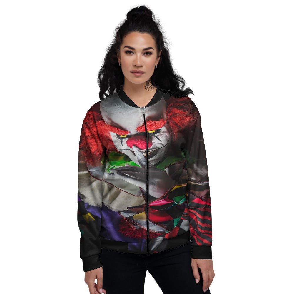 Clown Scary Print Women's Bomber Jacket-grizzshop