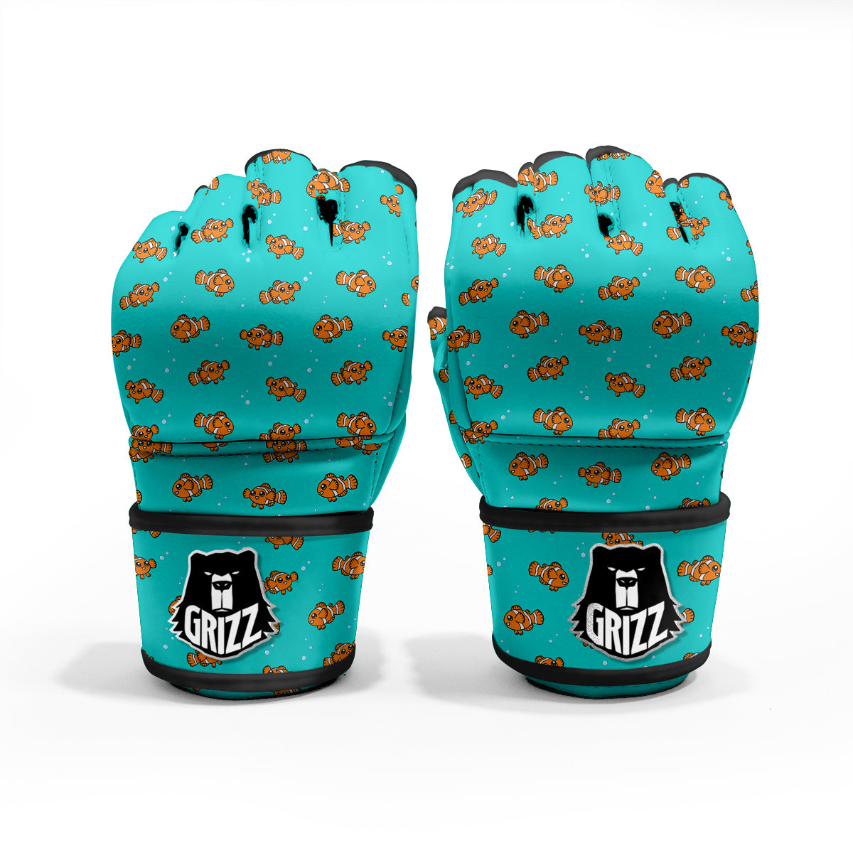 Clownfish Cute Watercolor Blue Print Pattern MMA Gloves-grizzshop