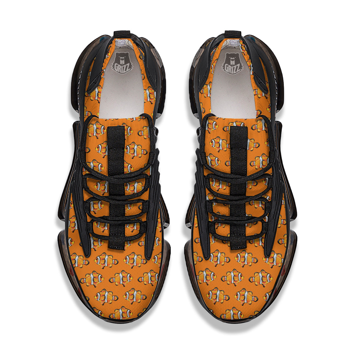 Clownfish Orange Print Pattern Black Gym Shoes-grizzshop