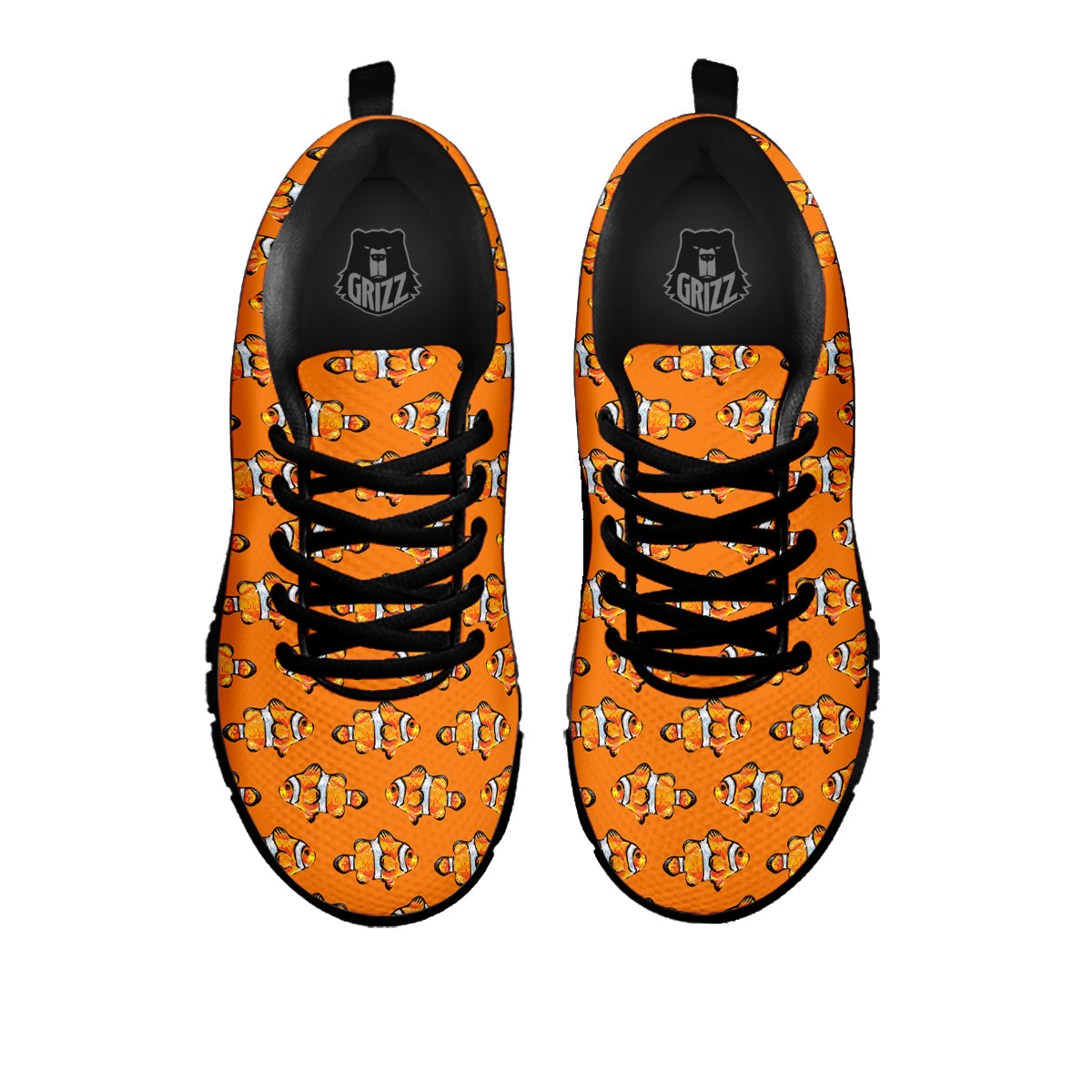 Clownfish Orange Print Pattern Black Sneaker-grizzshop