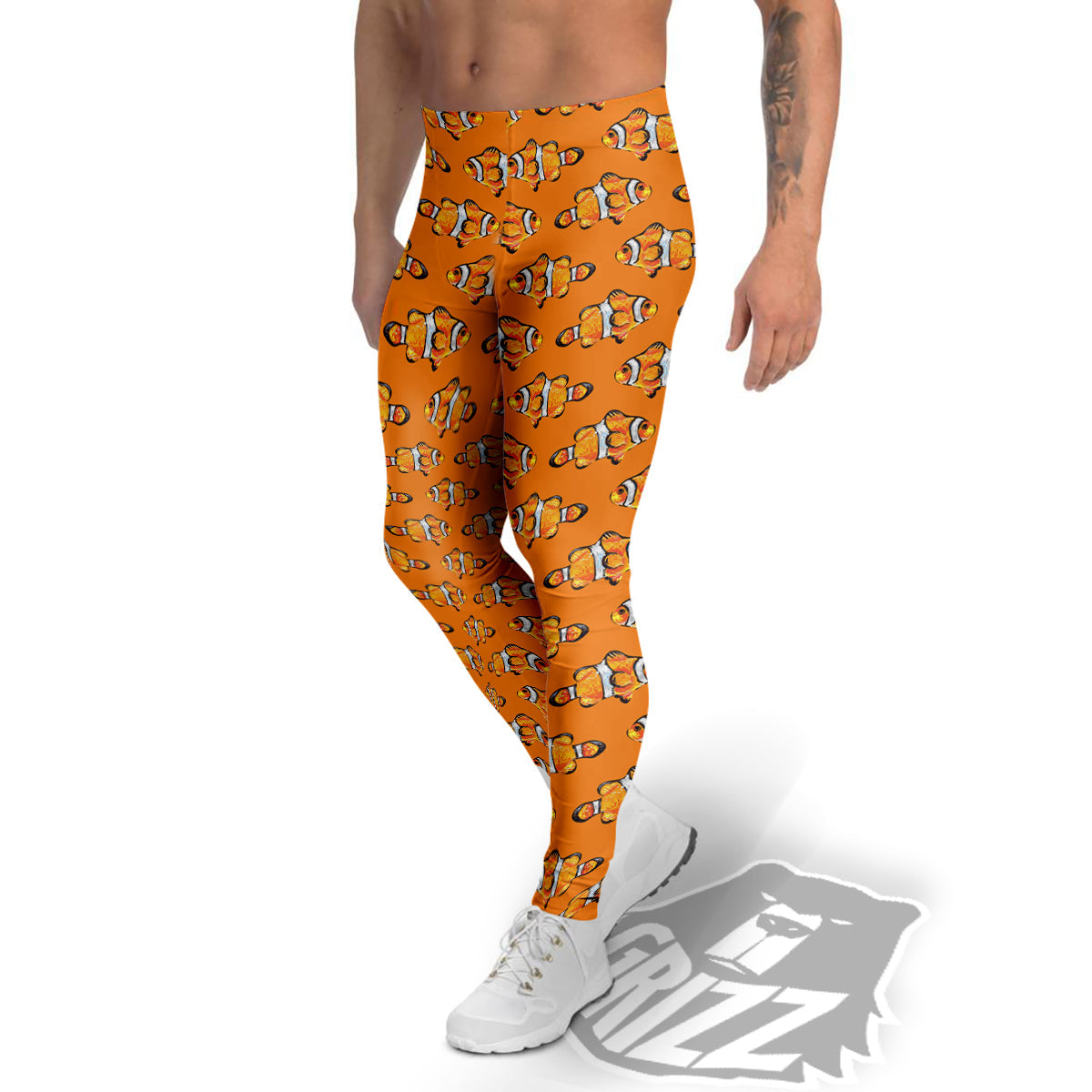 Clownfish Orange Print Pattern Men's Leggings-grizzshop