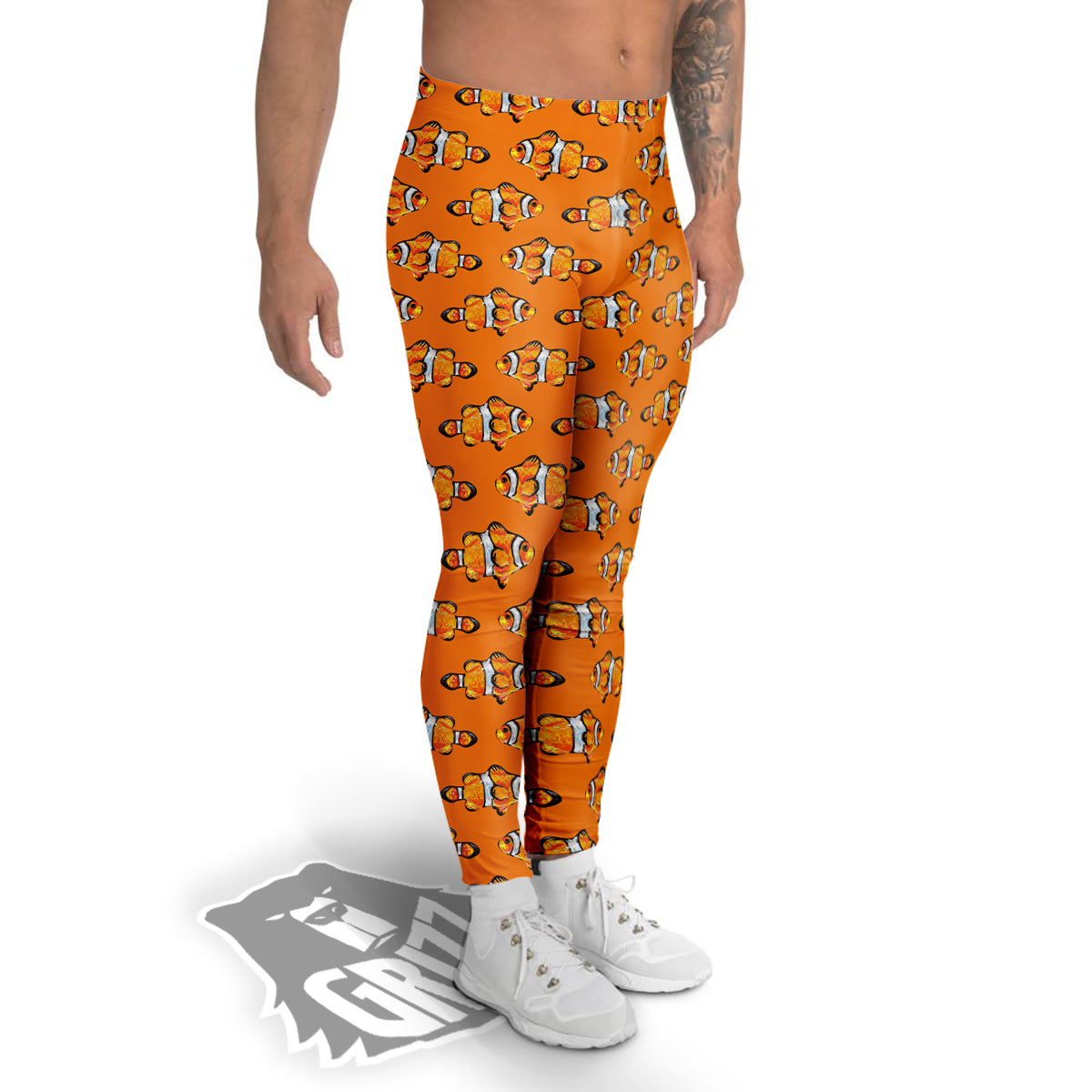 Clownfish Orange Print Pattern Men's Leggings-grizzshop