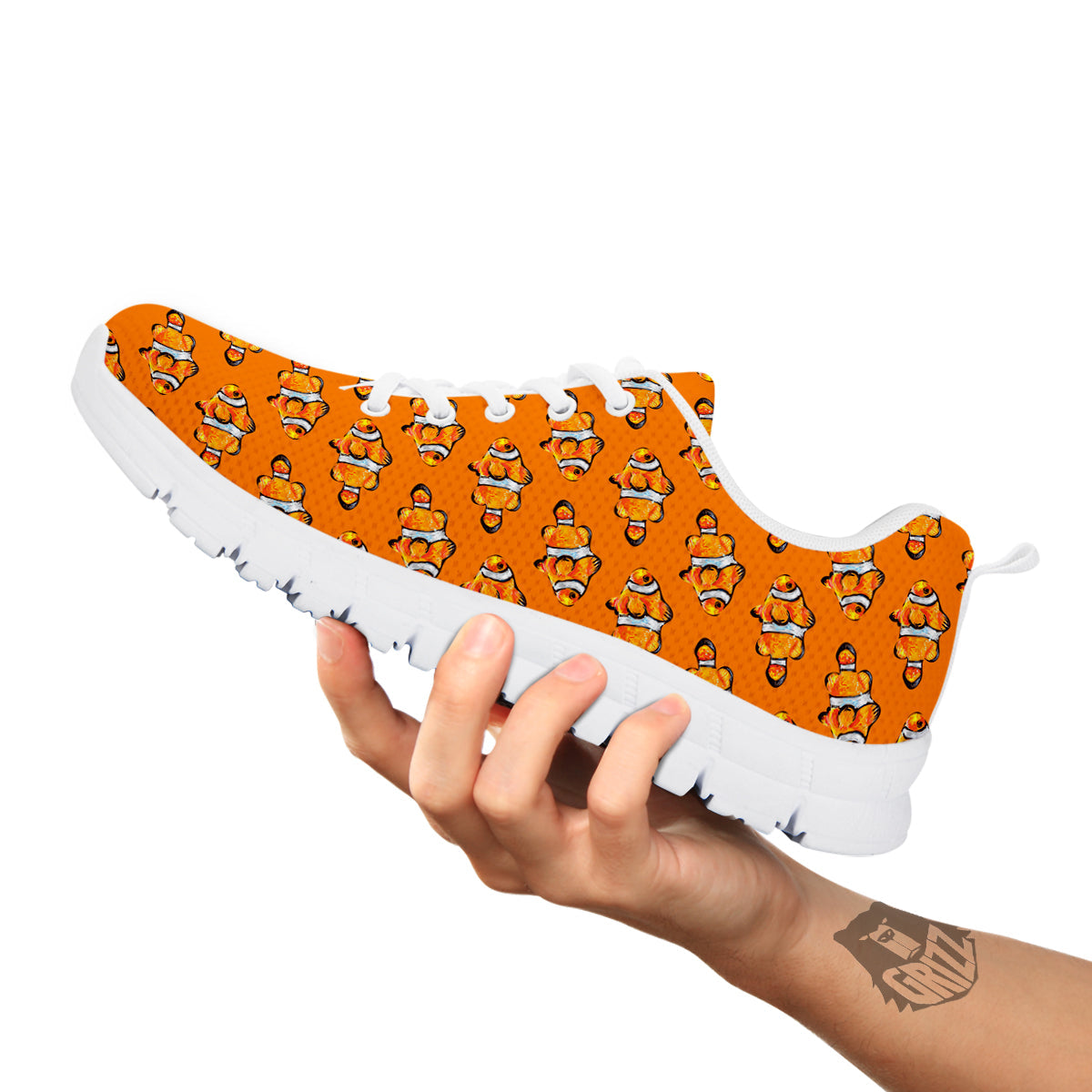 Clownfish Orange Print Pattern White Sneaker-grizzshop