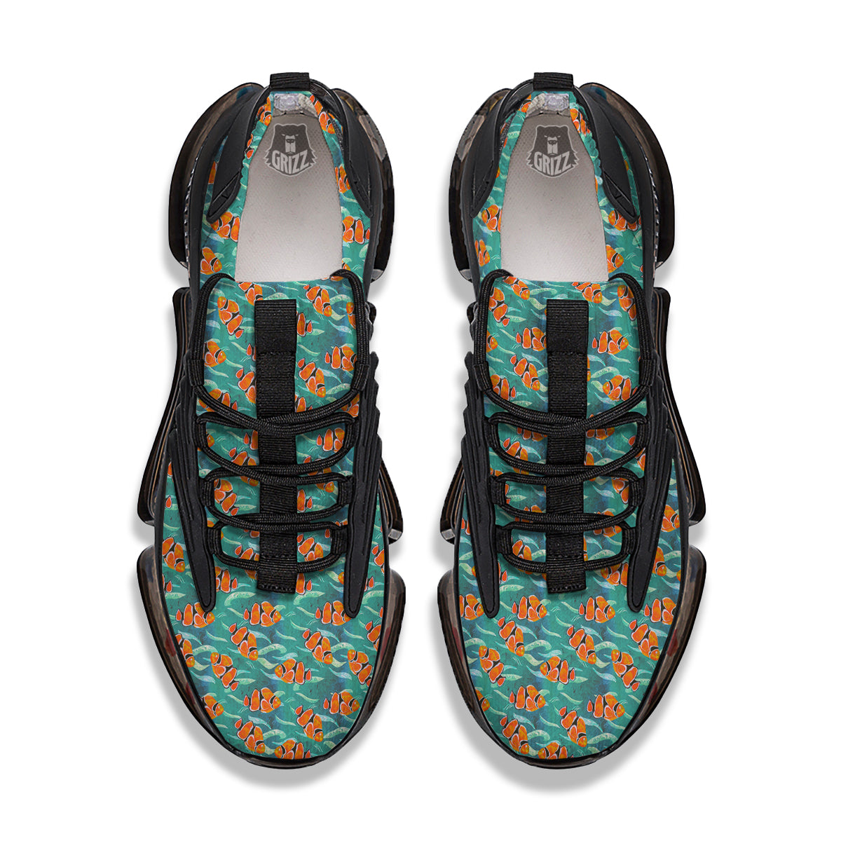 Clownfish Watercolor Blue Print Pattern Black Gym Shoes-grizzshop