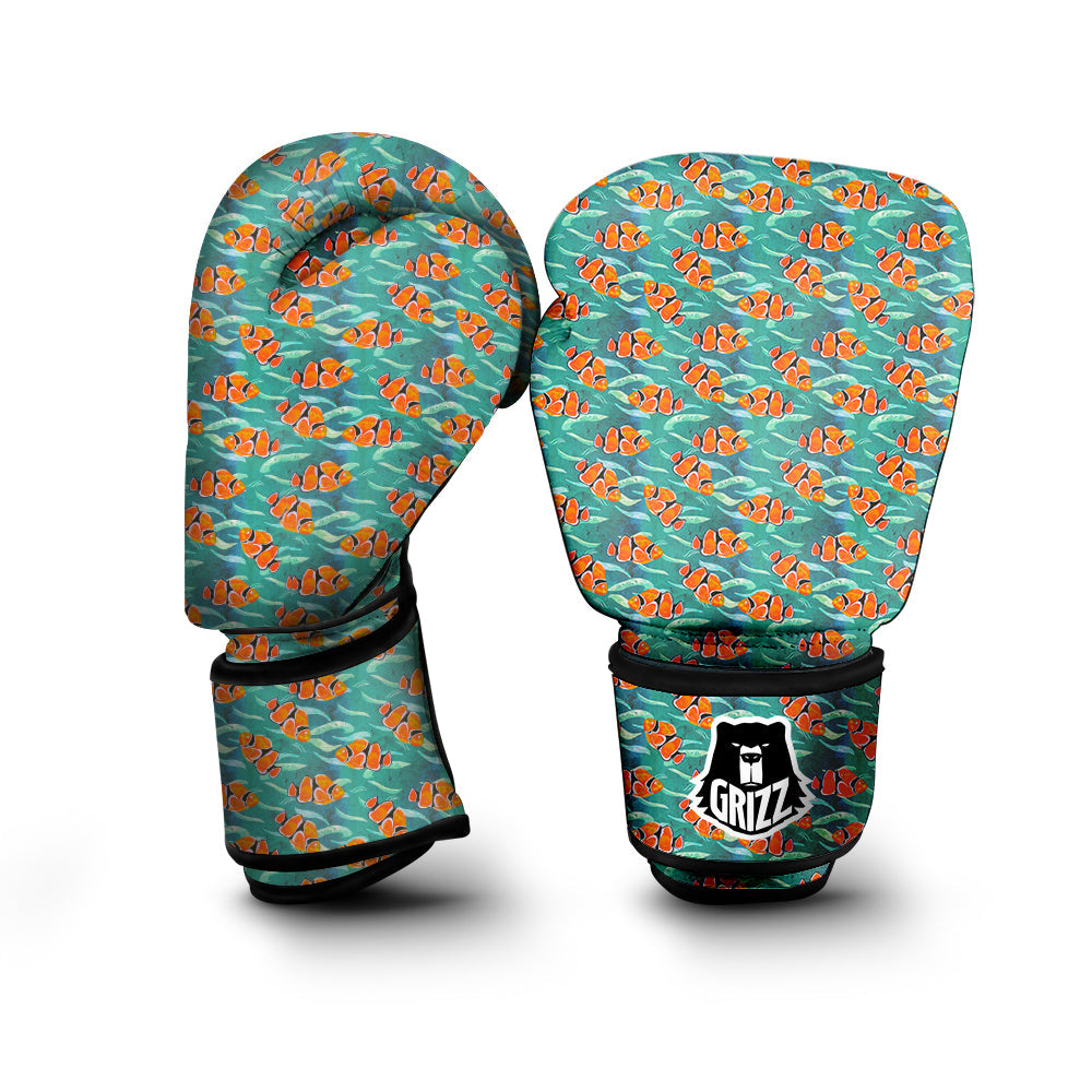Clownfish Watercolor Blue Print Pattern Boxing Gloves-grizzshop