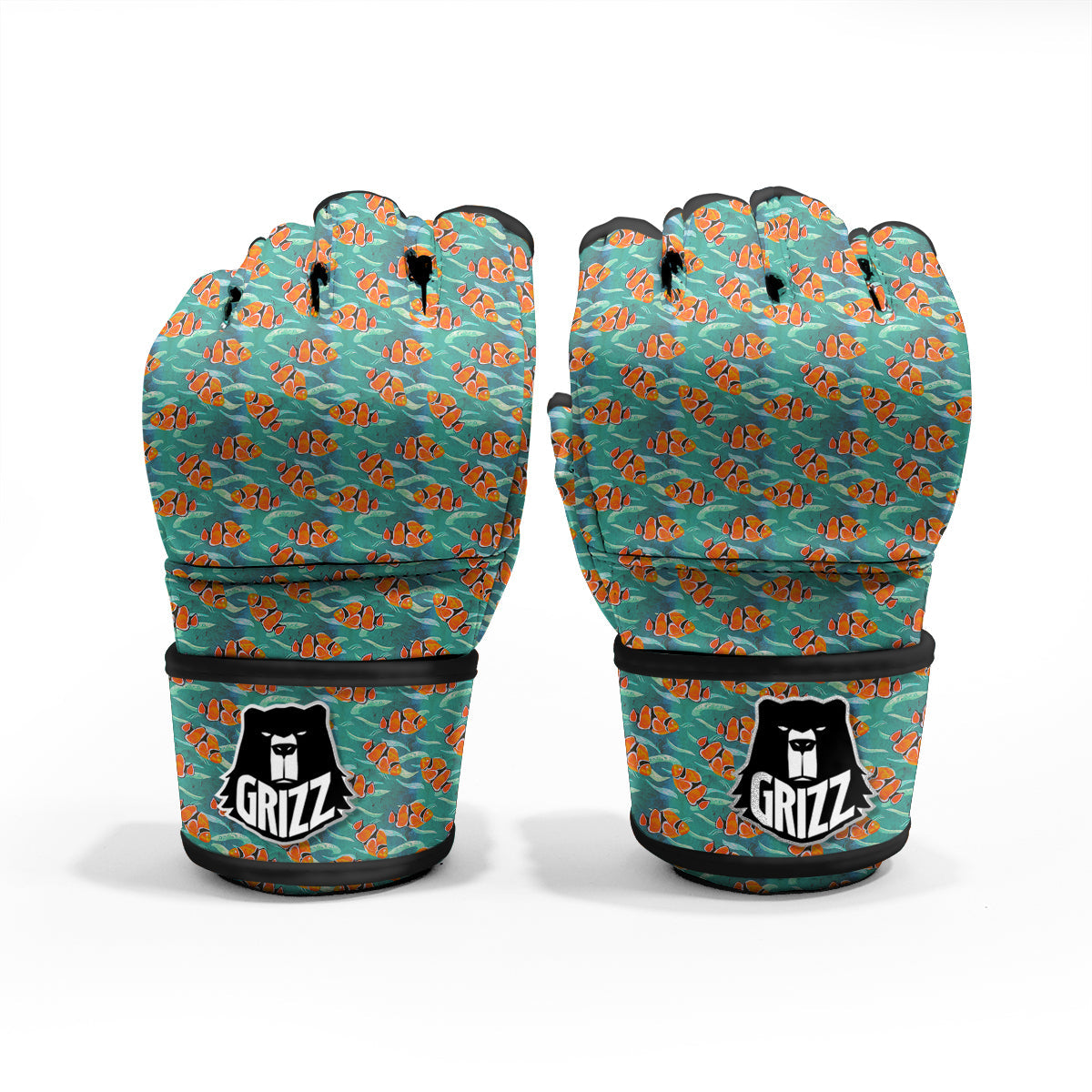 Clownfish Watercolor Blue Print Pattern MMA Gloves-grizzshop