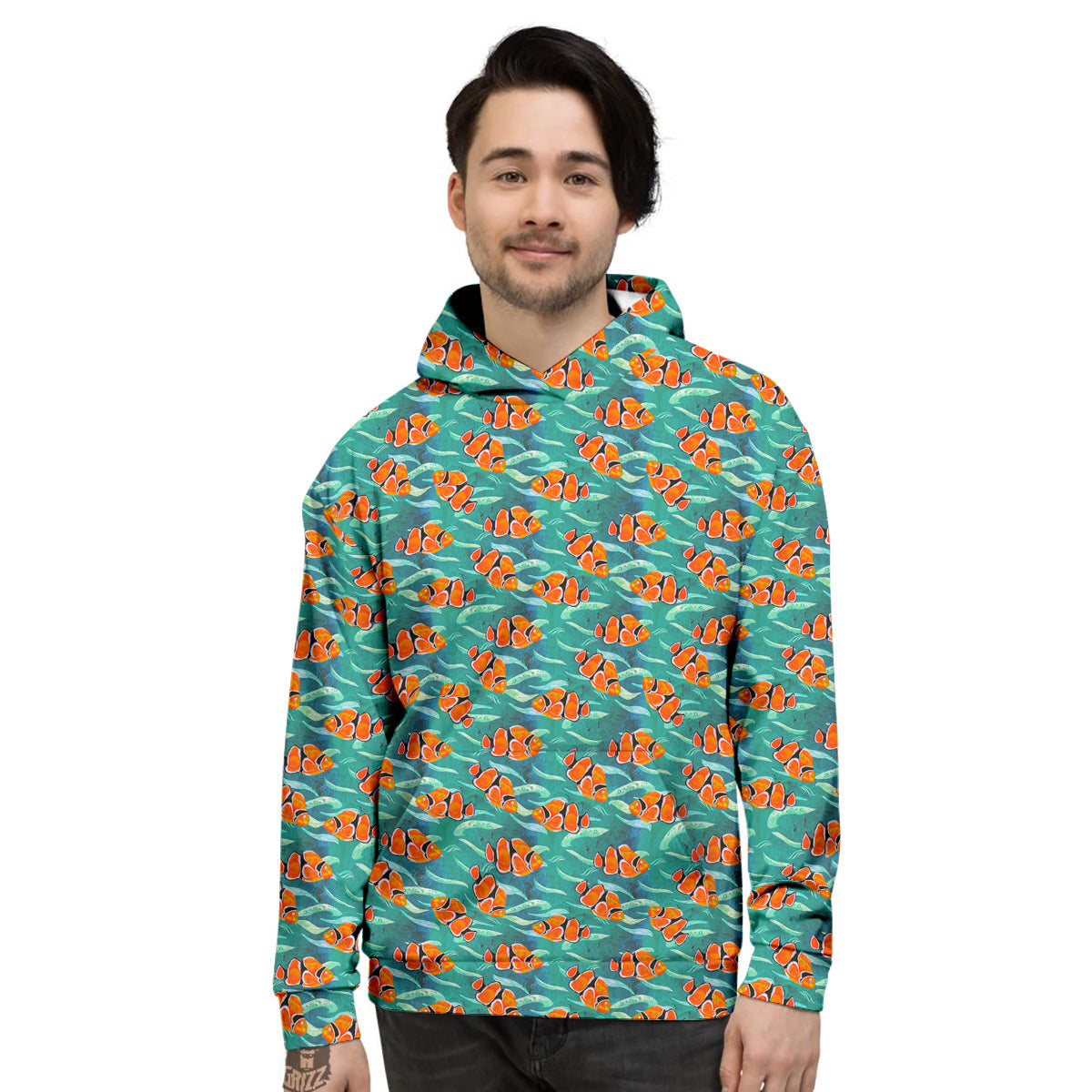 Clownfish Watercolor Blue Print Pattern Men's Hoodie-grizzshop