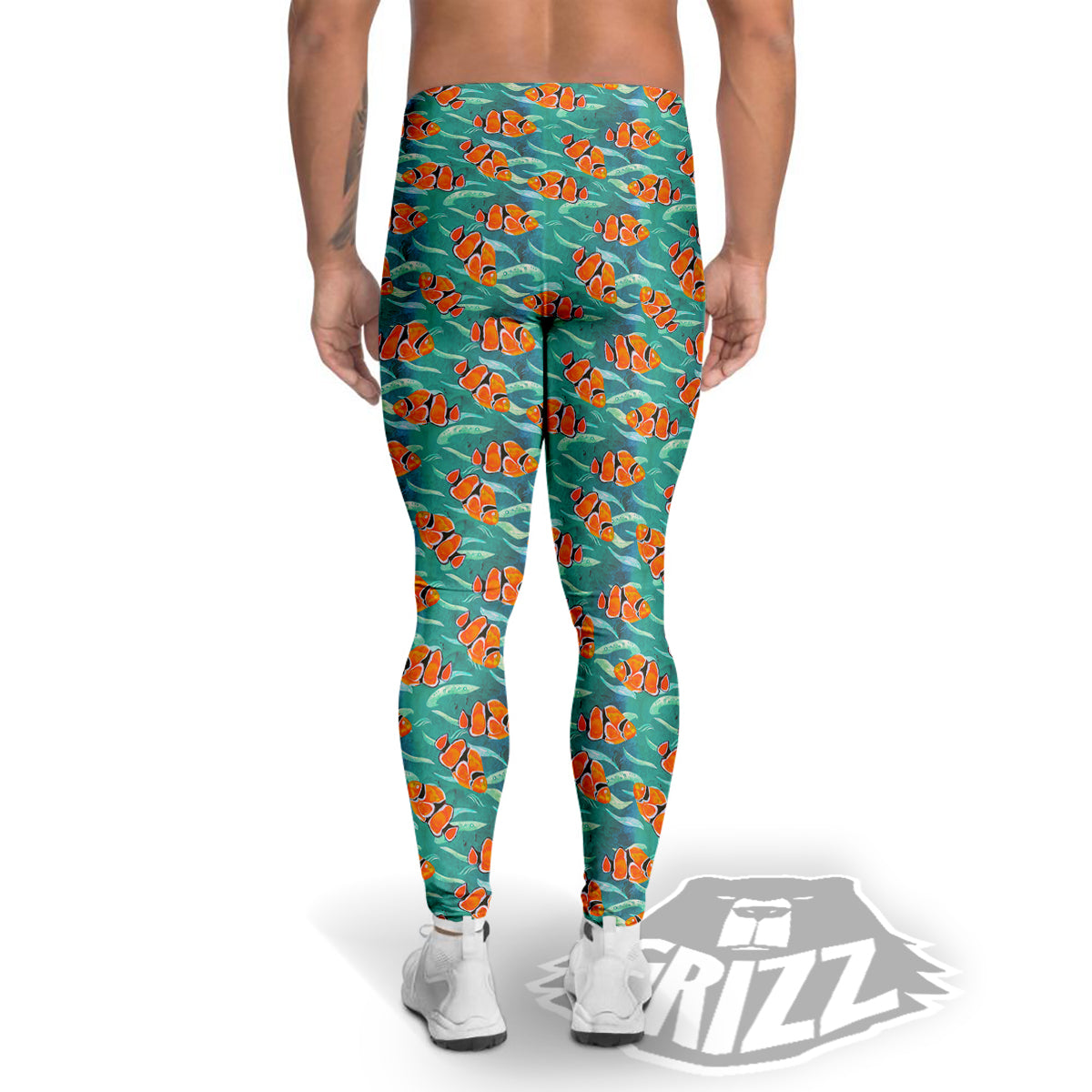 Clownfish Watercolor Blue Print Pattern Men's Leggings-grizzshop