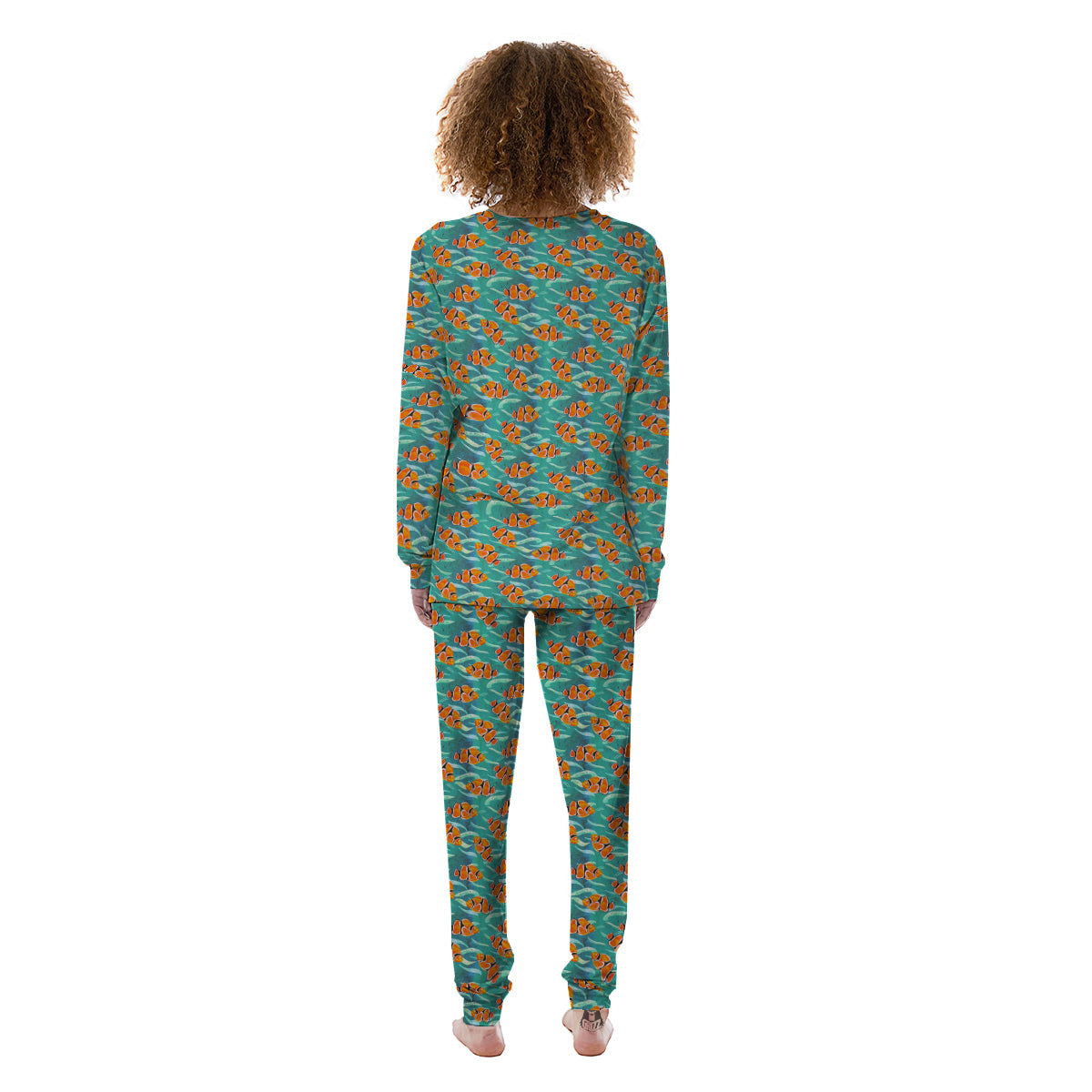 Clownfish Watercolor Blue Print Pattern Women's Pajamas-grizzshop