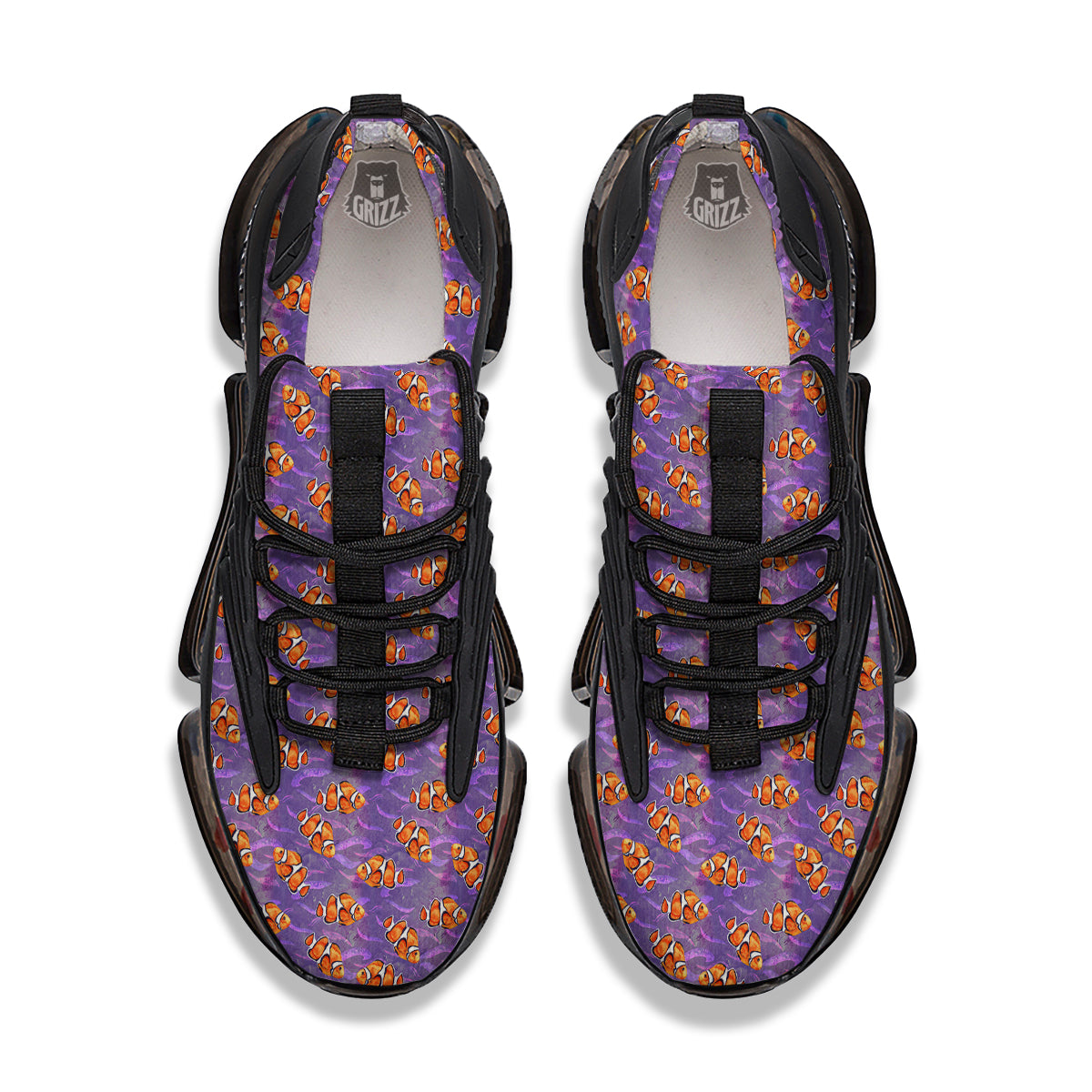 Clownfish Watercolor Purple Print Pattern Black Gym Shoes-grizzshop