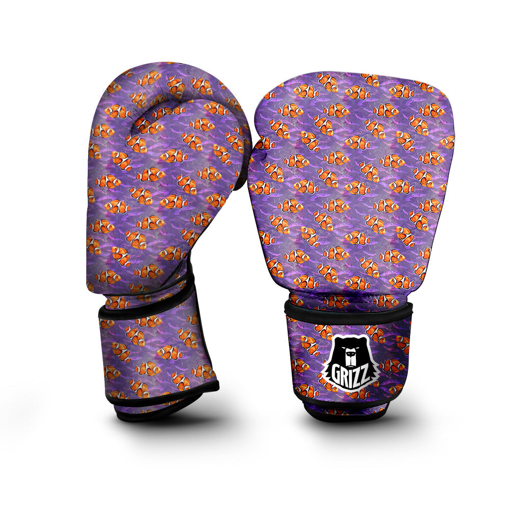 Clownfish Watercolor Purple Print Pattern Boxing Gloves-grizzshop