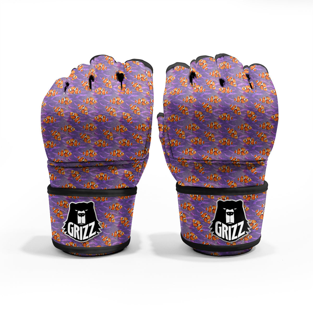 Clownfish Watercolor Purple Print Pattern MMA Gloves-grizzshop