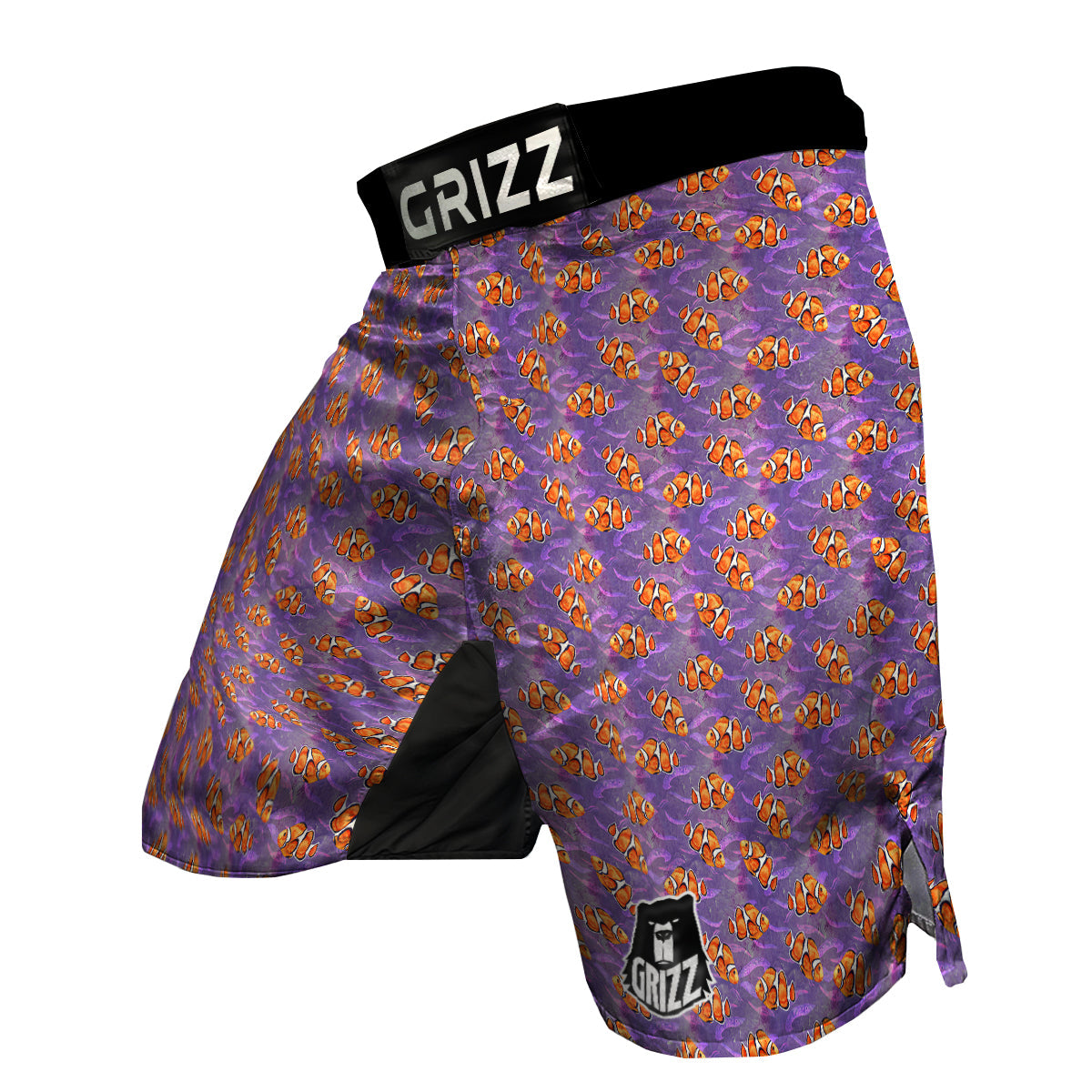 Clownfish Watercolor Purple Print Pattern MMA Shorts-grizzshop