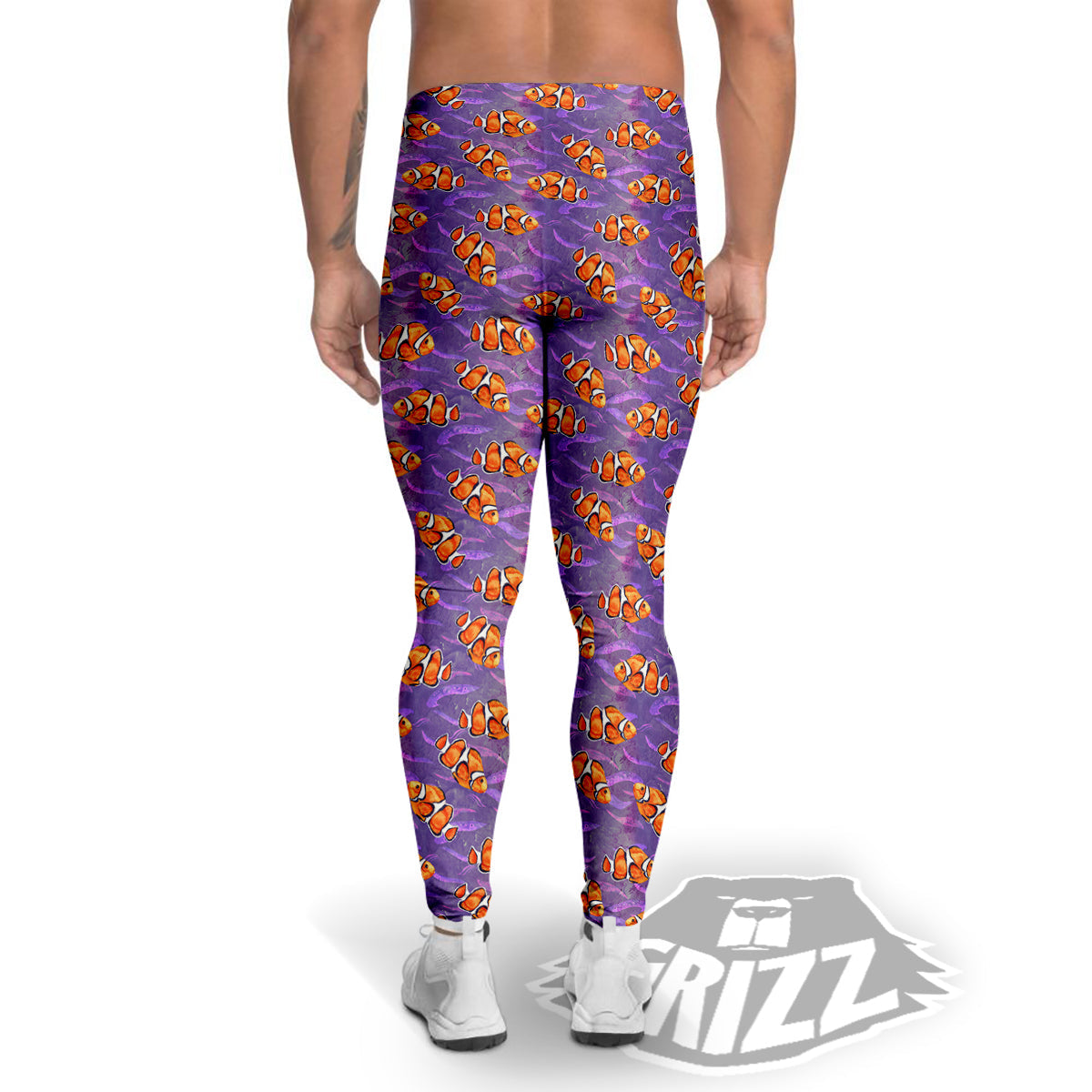Clownfish Watercolor Purple Print Pattern Men's Leggings-grizzshop