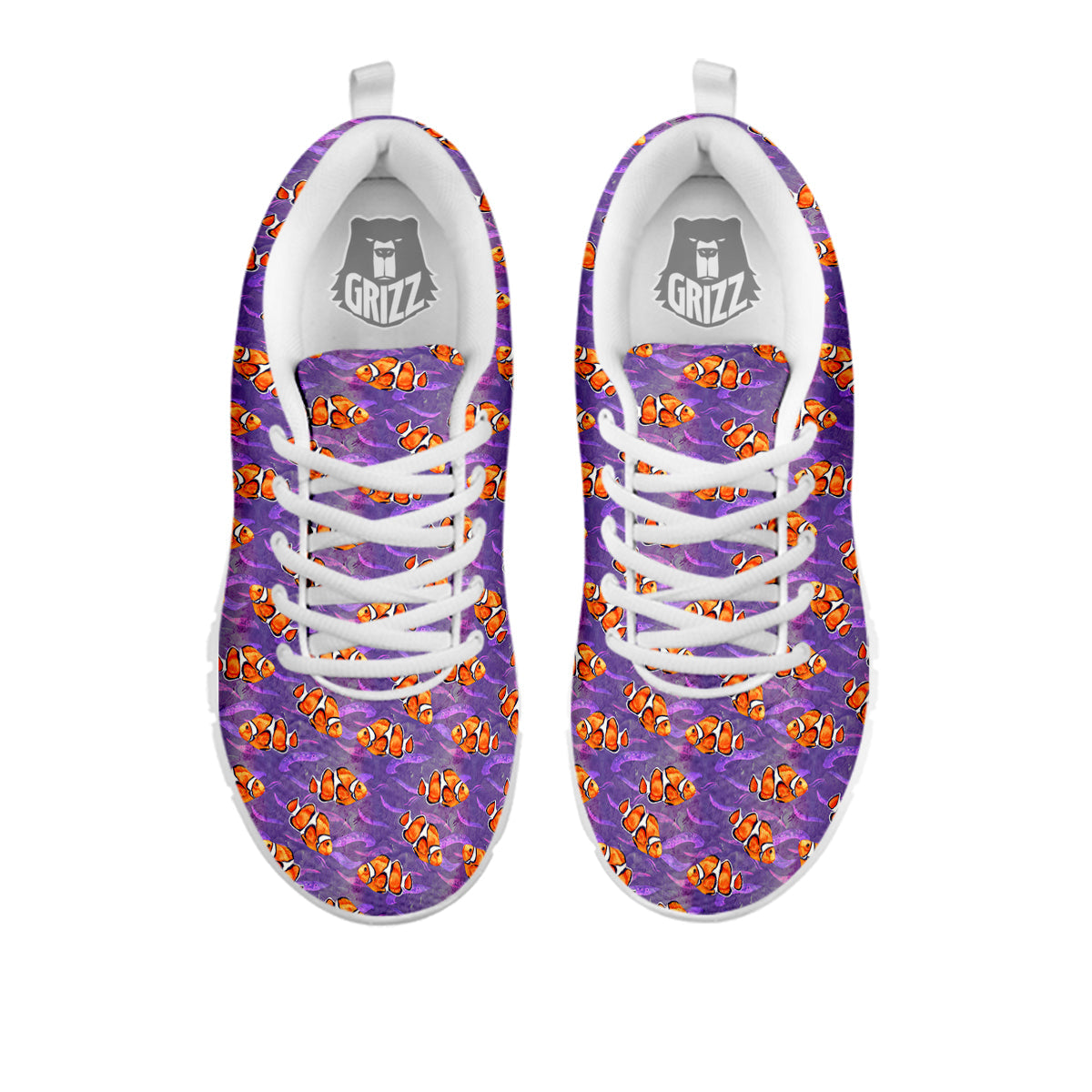 Clownfish Watercolor Purple Print Pattern White Sneaker-grizzshop