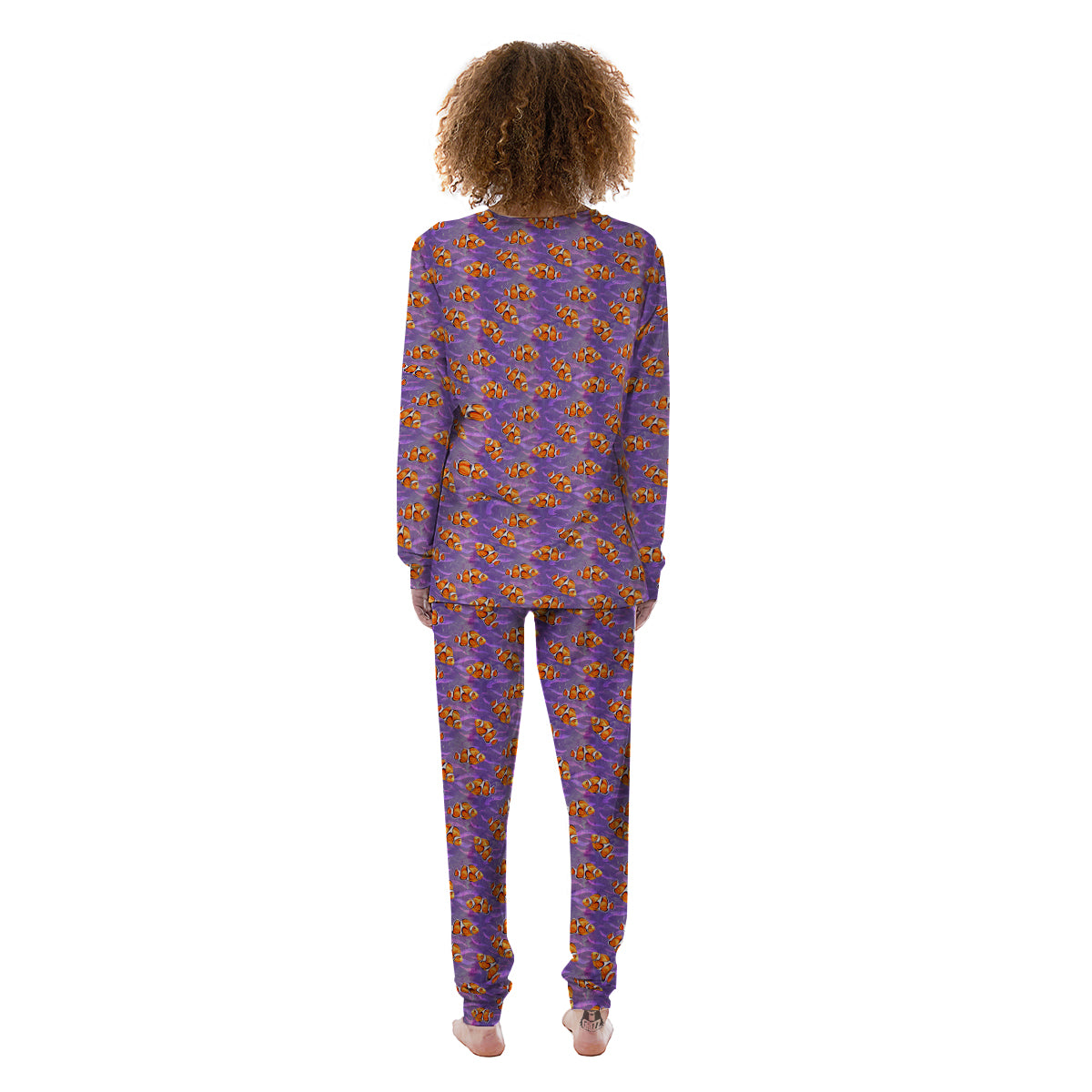 Clownfish Watercolor Purple Print Pattern Women's Pajamas-grizzshop
