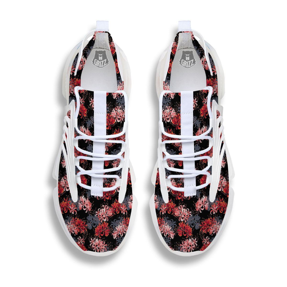 Cluster Amaryllis Japanese Print Pattern White Gym Shoes-grizzshop