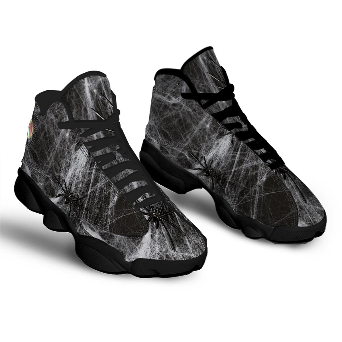 Cobweb And Toy Spiders Print Black Basketball Shoes-grizzshop