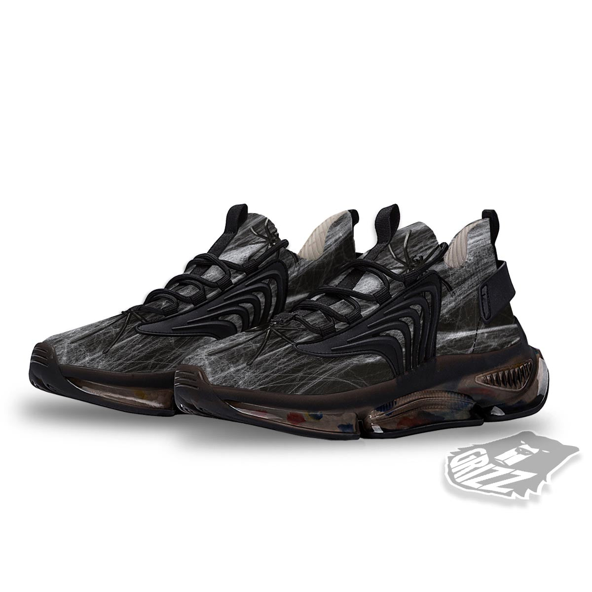 Cobweb And Toy Spiders Print Black Gym Shoes-grizzshop