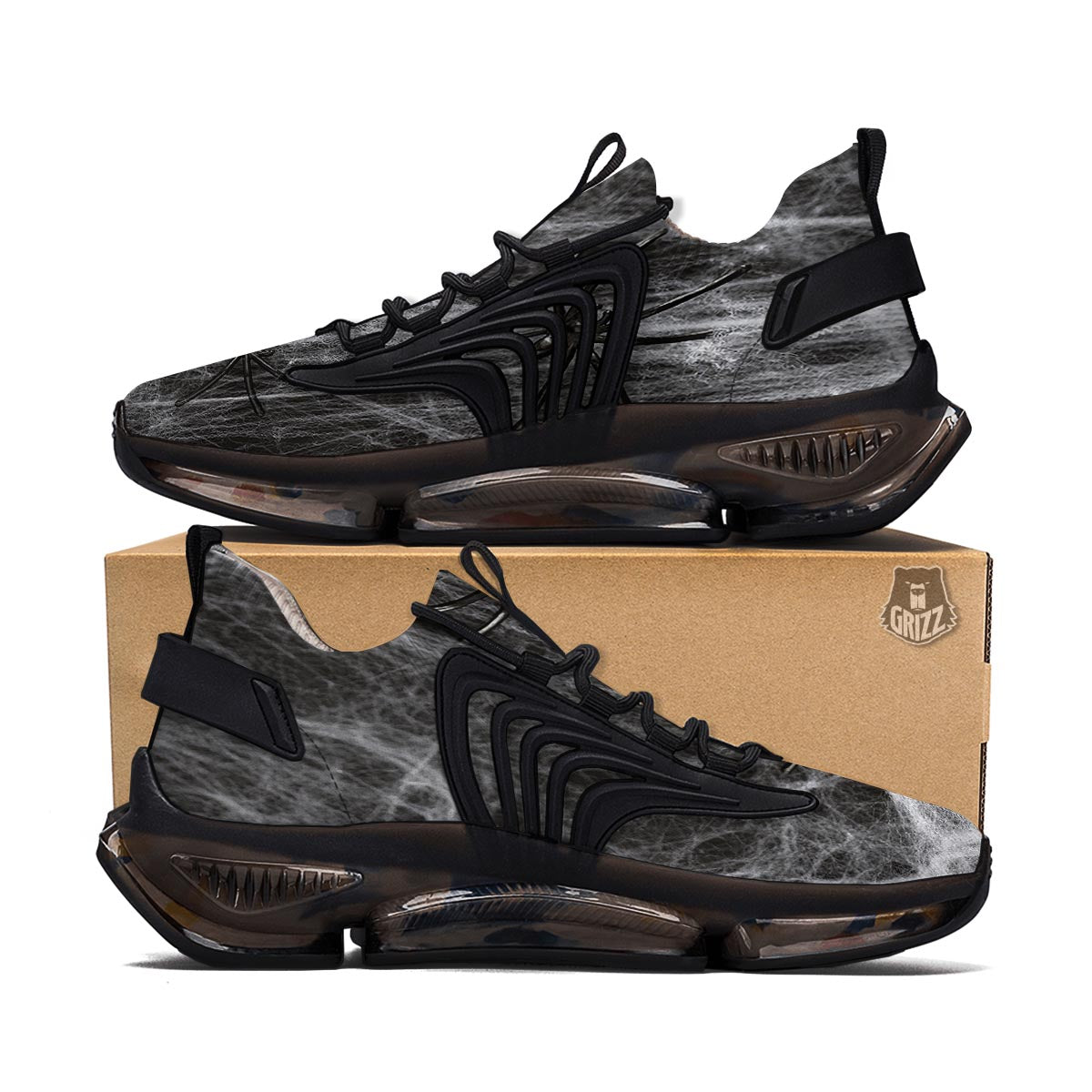 Cobweb And Toy Spiders Print Black Gym Shoes-grizzshop