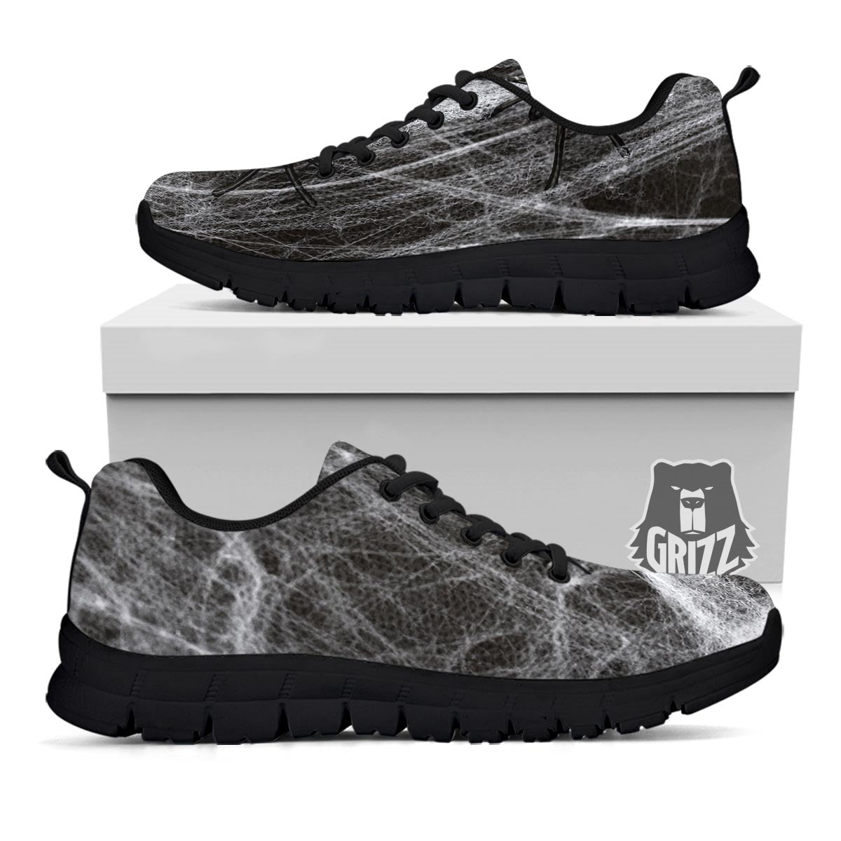 Cobweb And Toy Spiders Print Black Sneaker-grizzshop