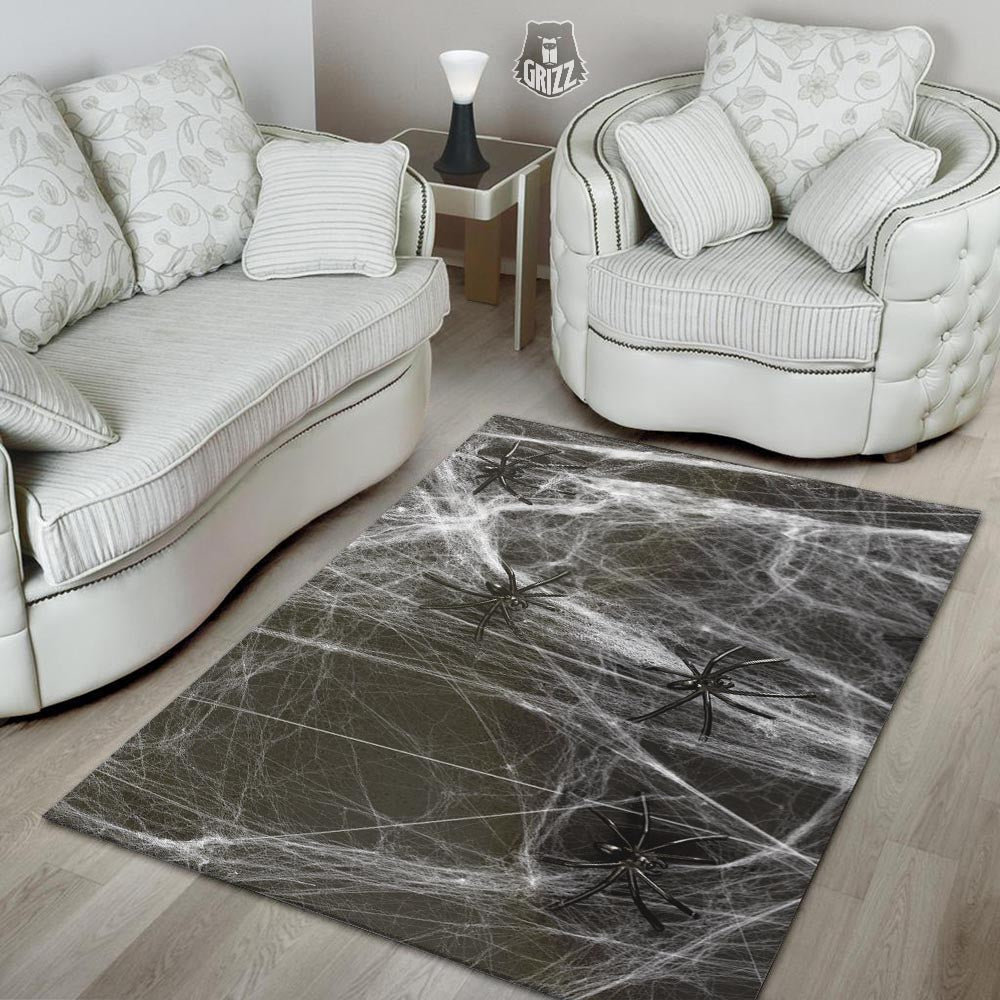Cobweb And Toy Spiders Print Floor Mat-grizzshop