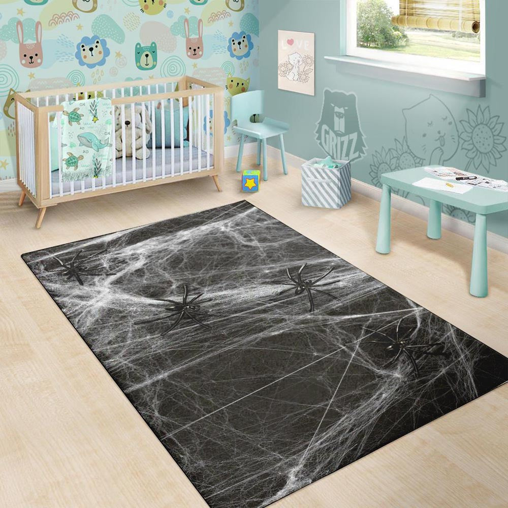 Cobweb And Toy Spiders Print Floor Mat-grizzshop
