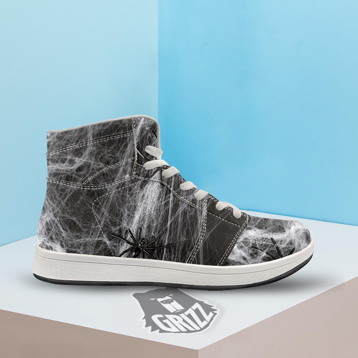 Cobweb And Toy Spiders Print High Top Sneakers-grizzshop
