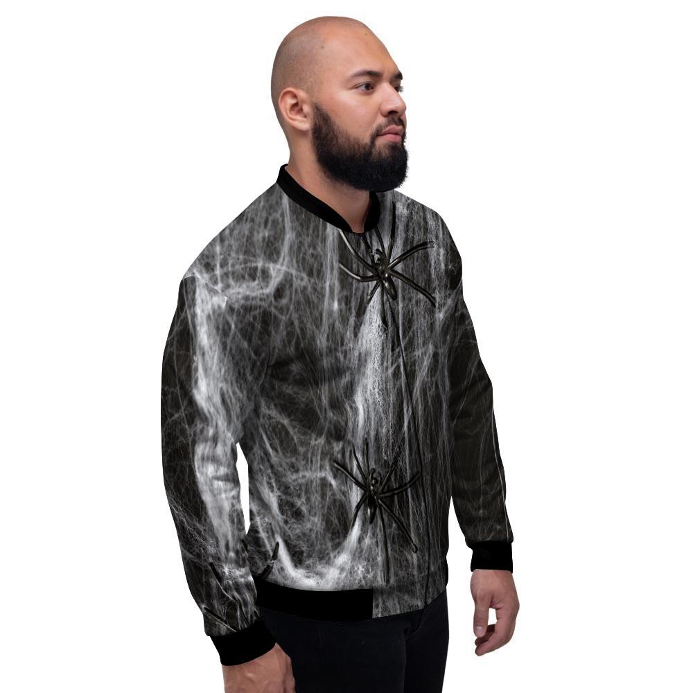 Cobweb And Toy Spiders Print Men's Bomber Jacket-grizzshop