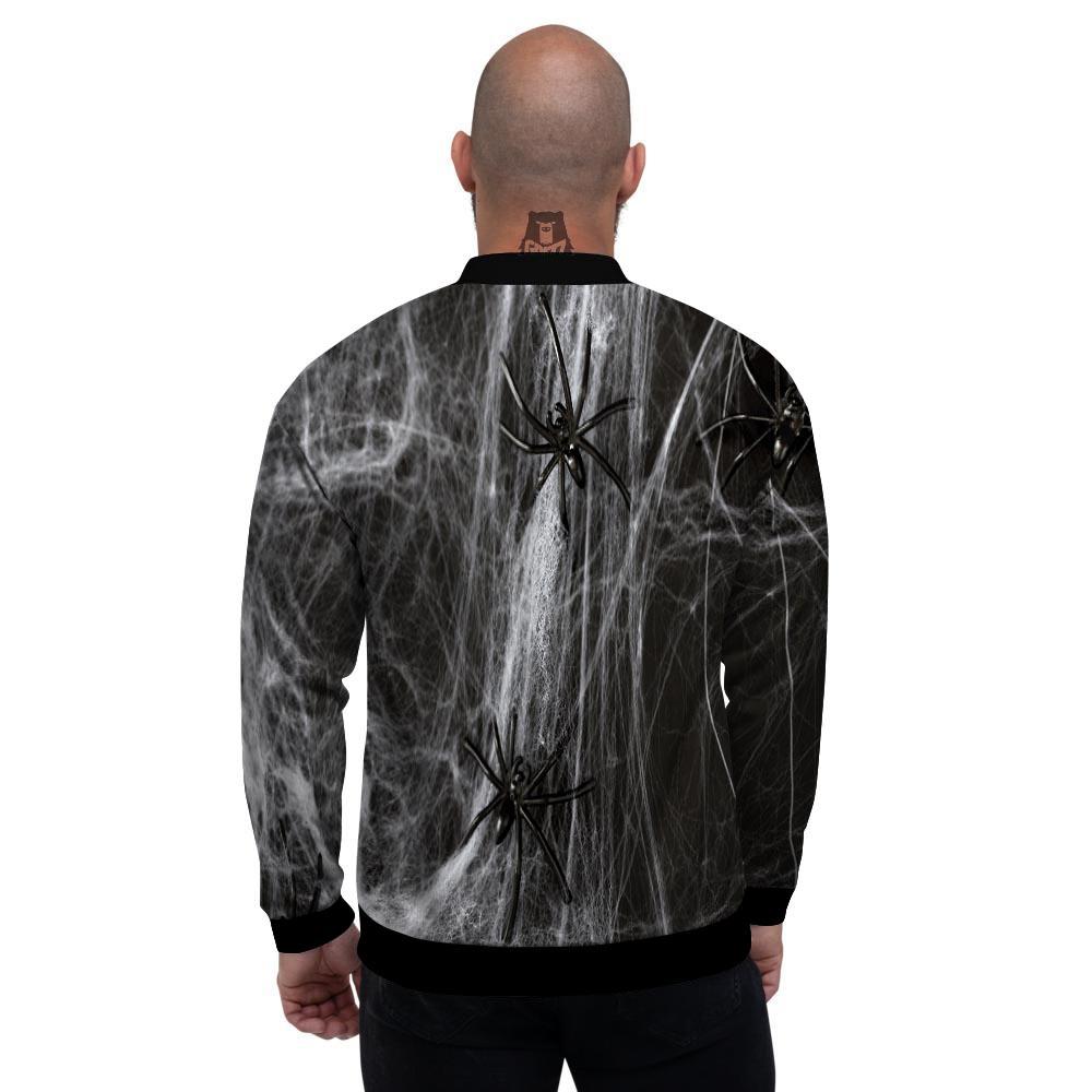 Cobweb And Toy Spiders Print Men's Bomber Jacket-grizzshop